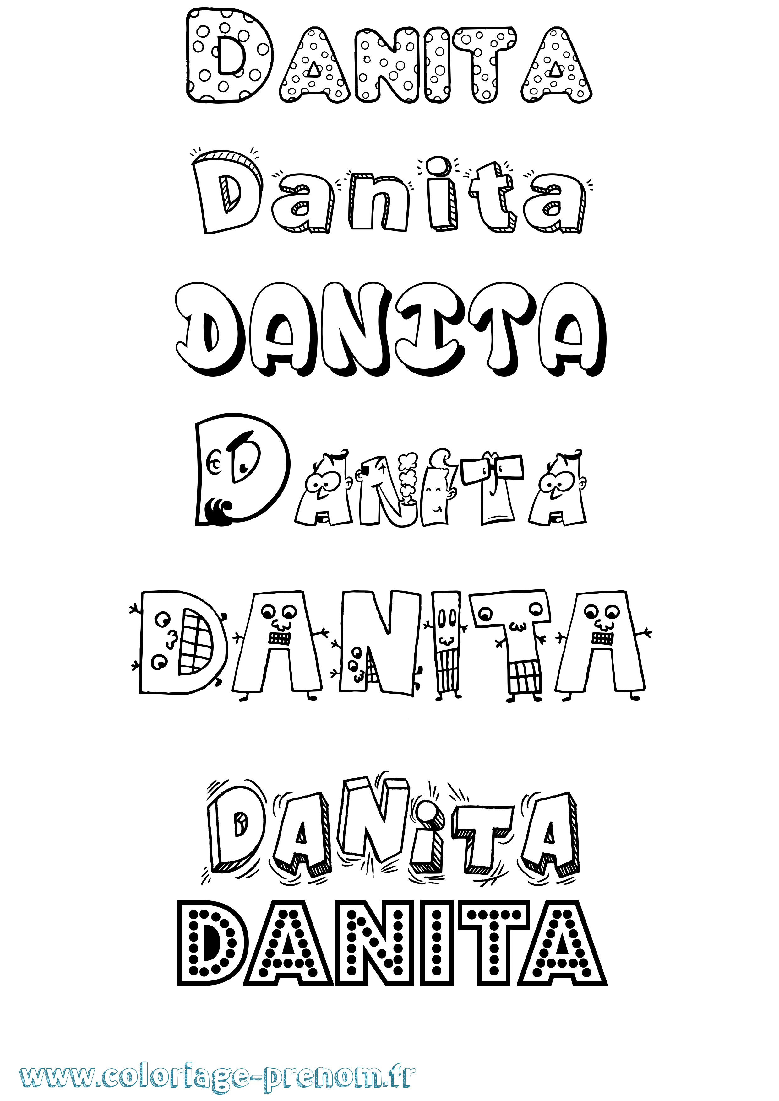 Coloriage prénom Danita Fun