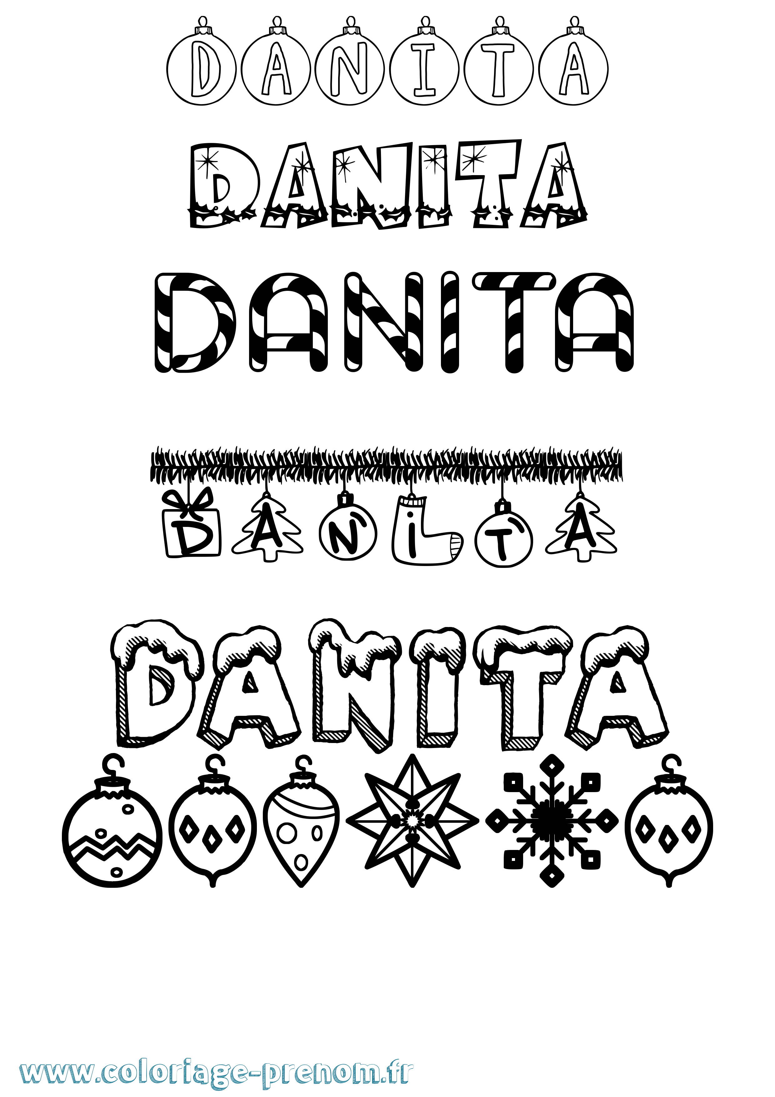 Coloriage prénom Danita Noël