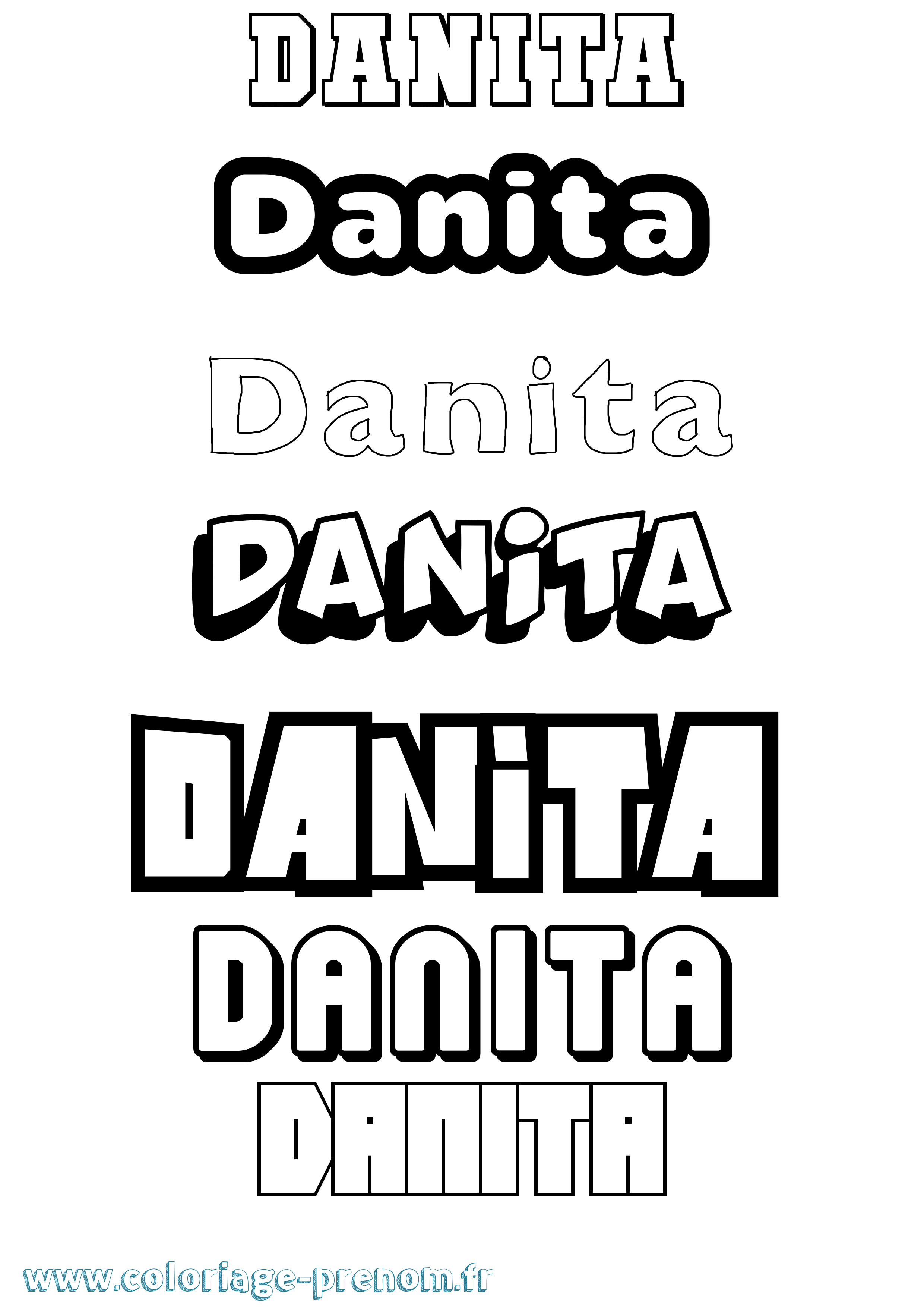Coloriage prénom Danita Simple