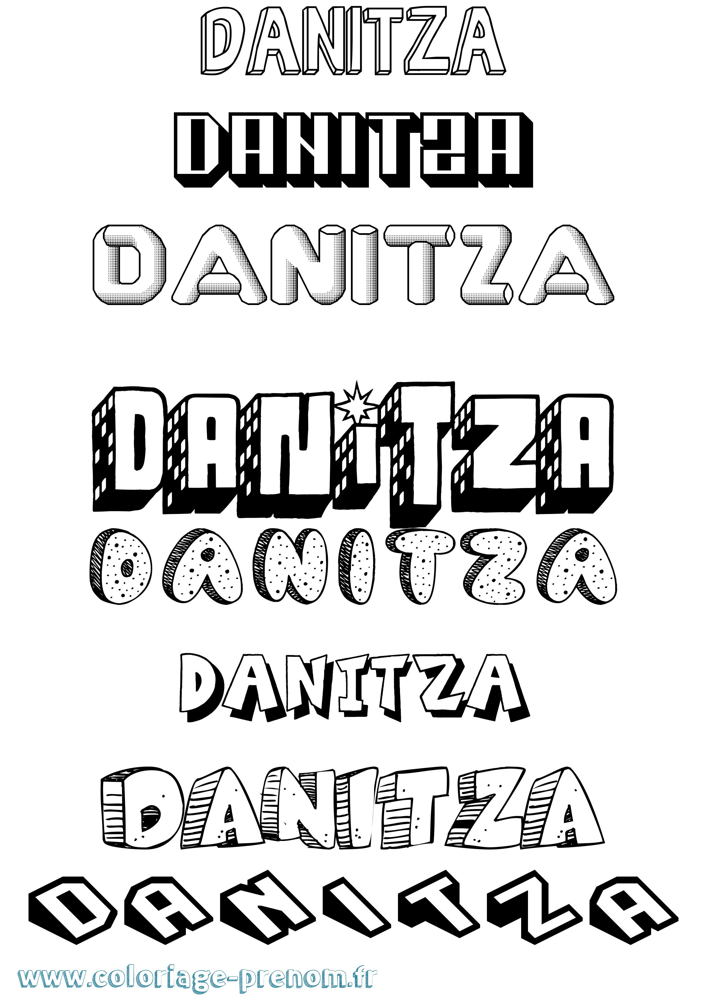 Coloriage prénom Danitza Effet 3D