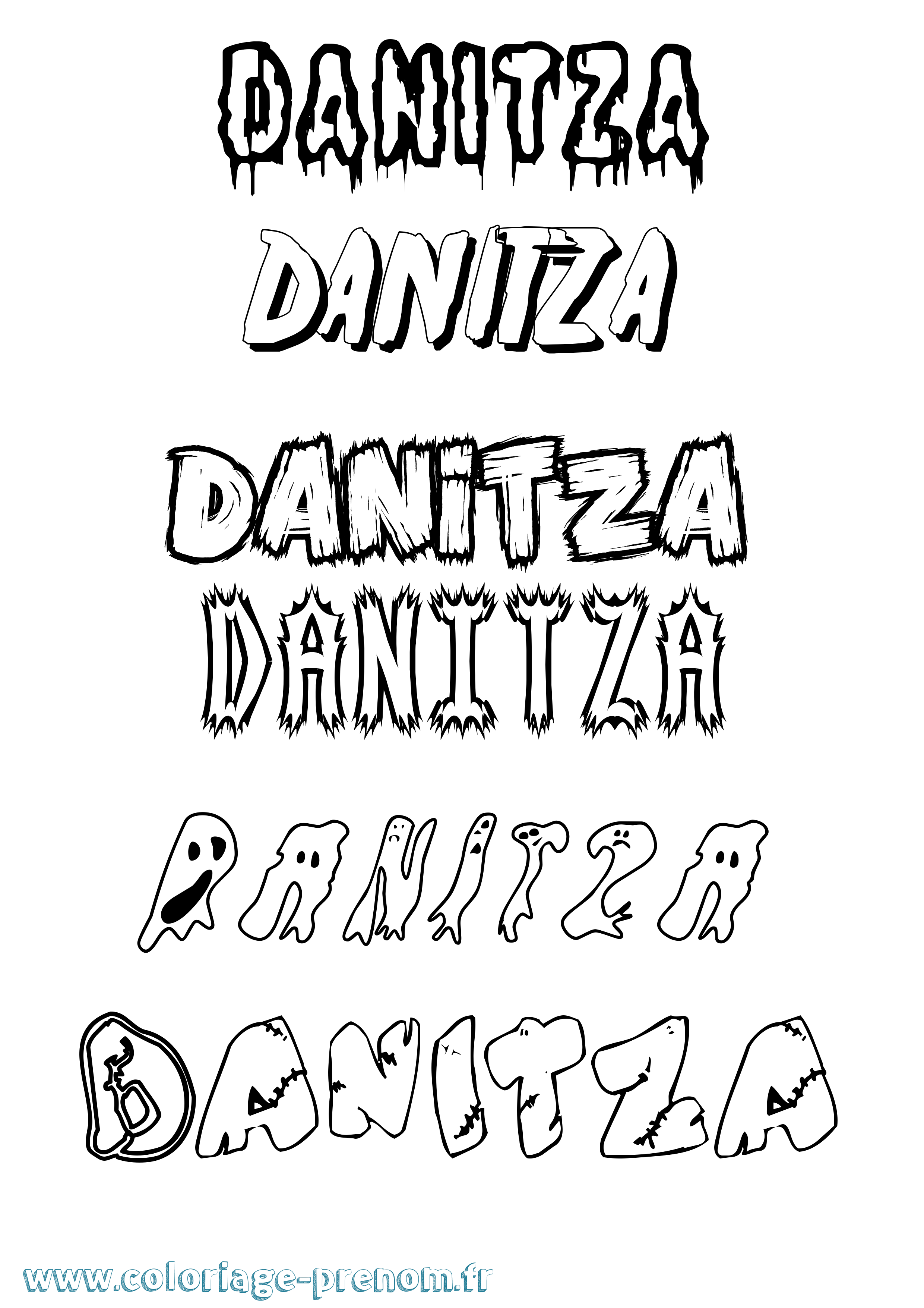 Coloriage prénom Danitza Frisson
