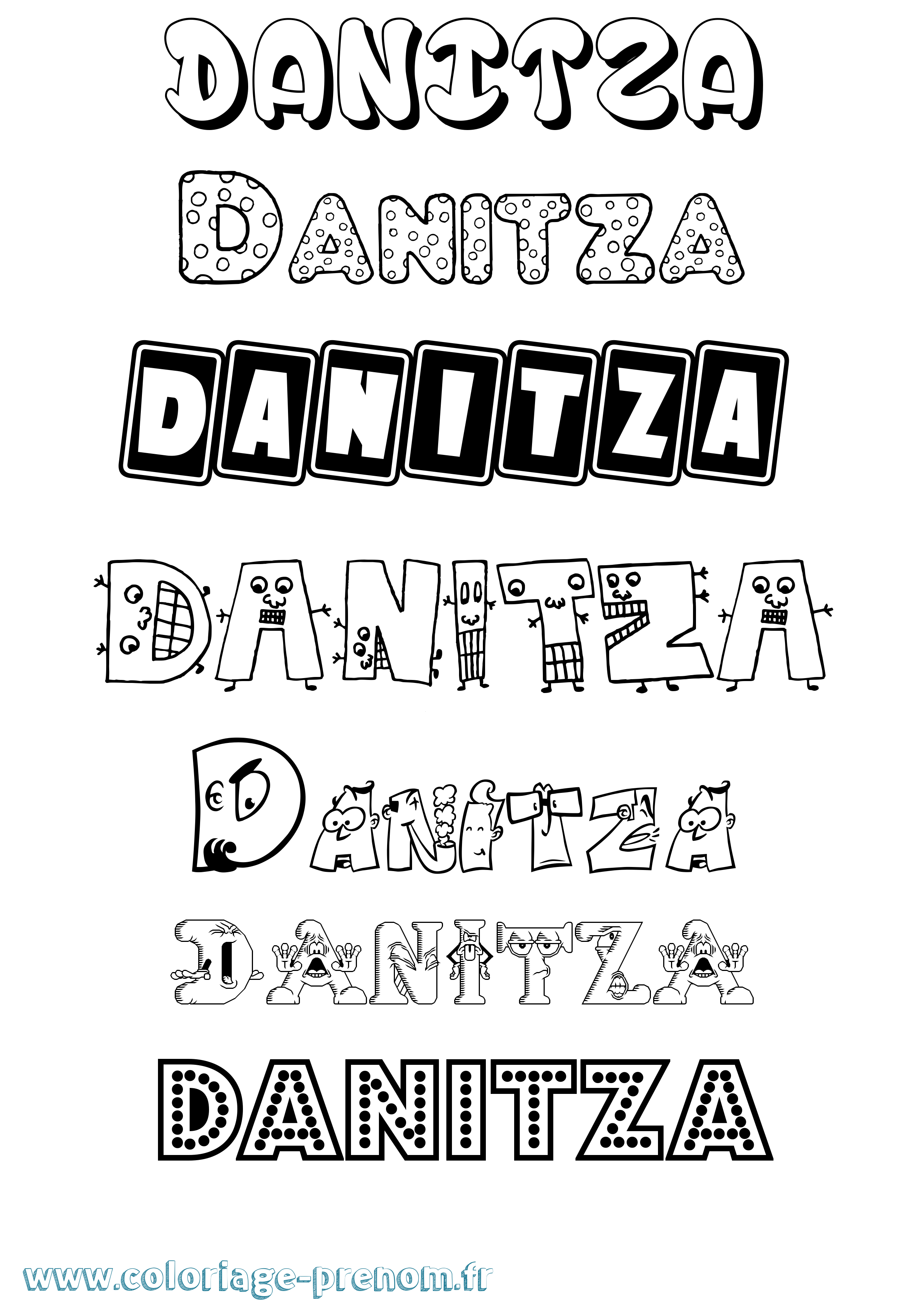 Coloriage prénom Danitza Fun