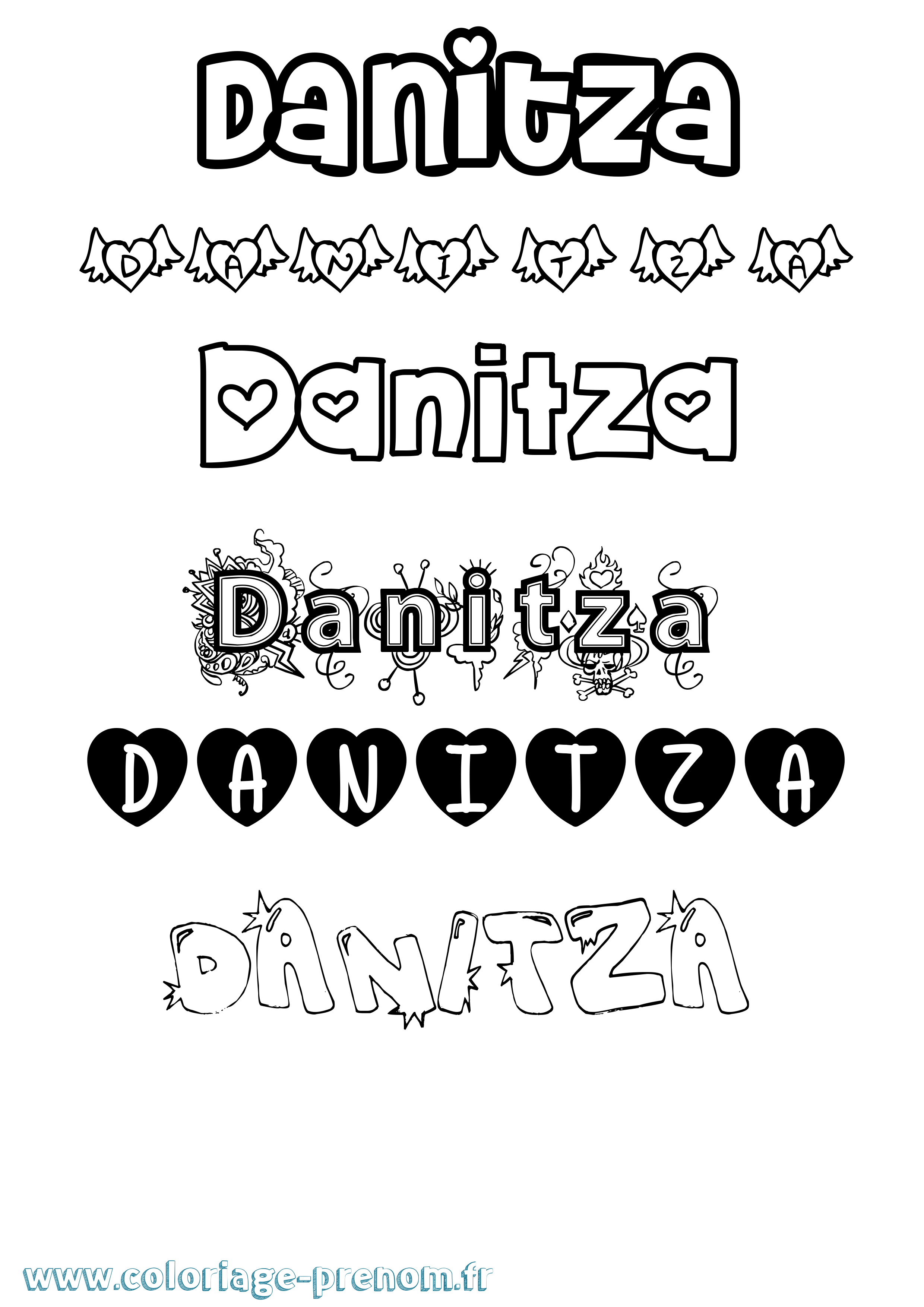 Coloriage prénom Danitza Girly