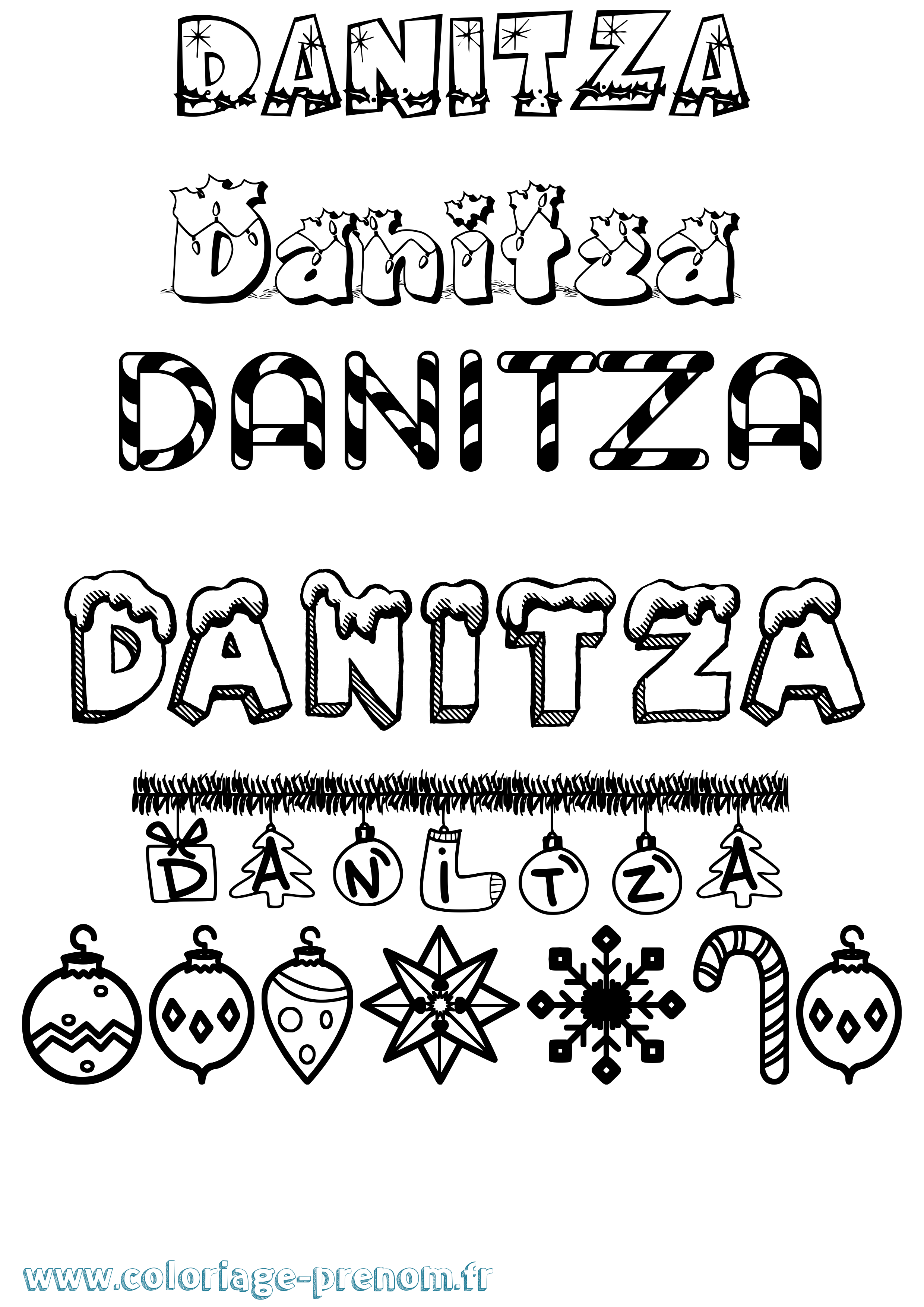 Coloriage prénom Danitza Noël