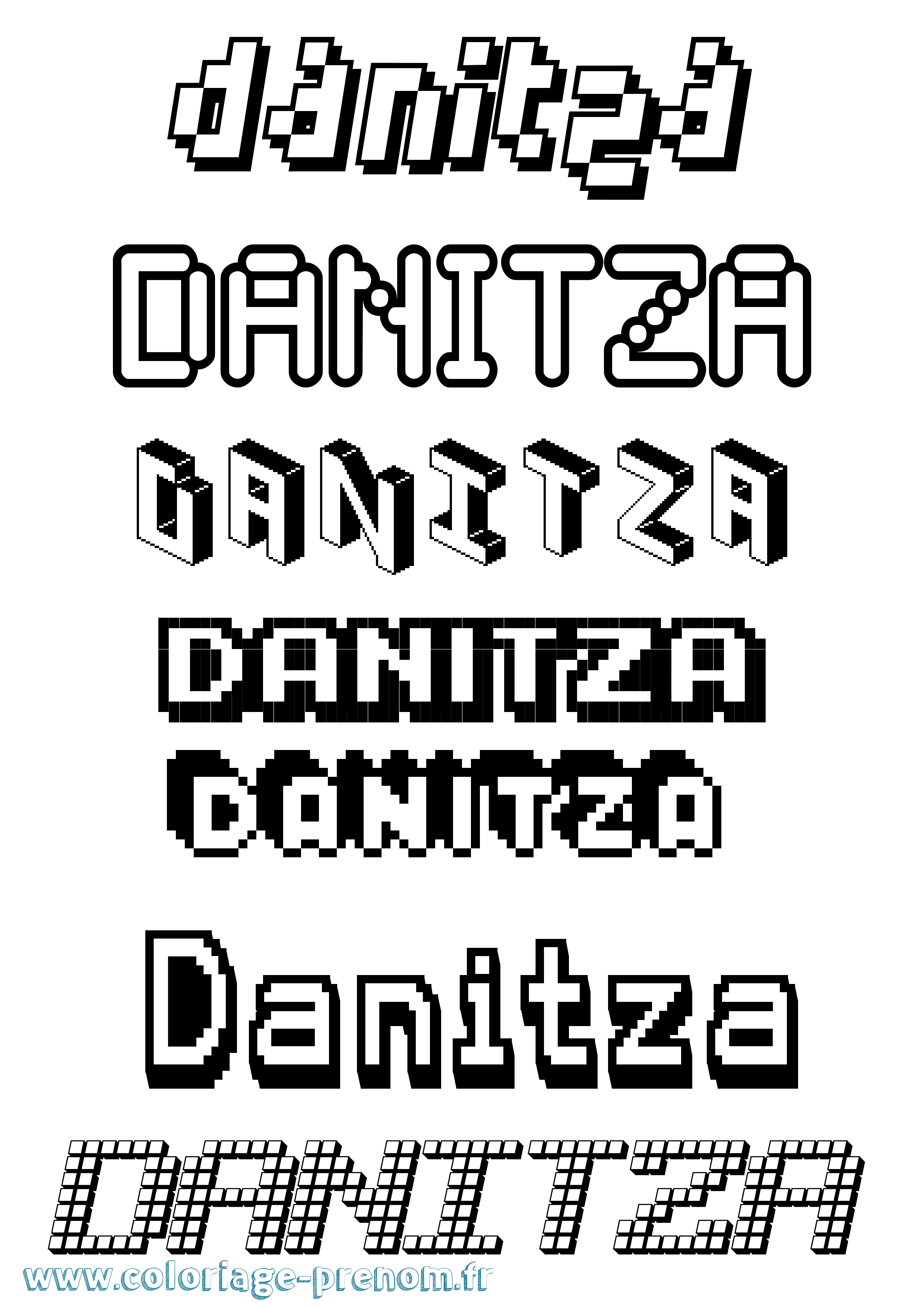 Coloriage prénom Danitza Pixel