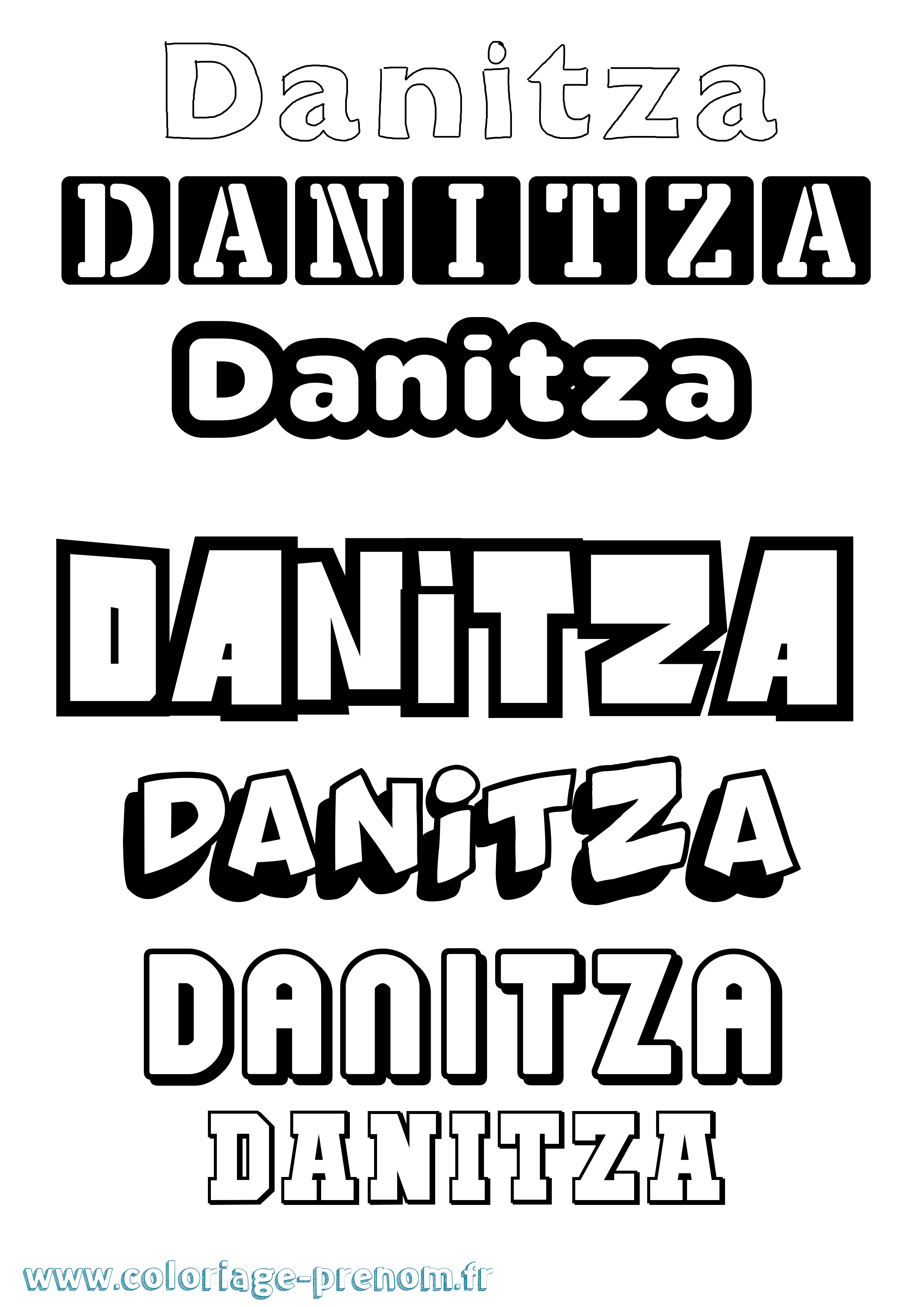 Coloriage prénom Danitza Simple