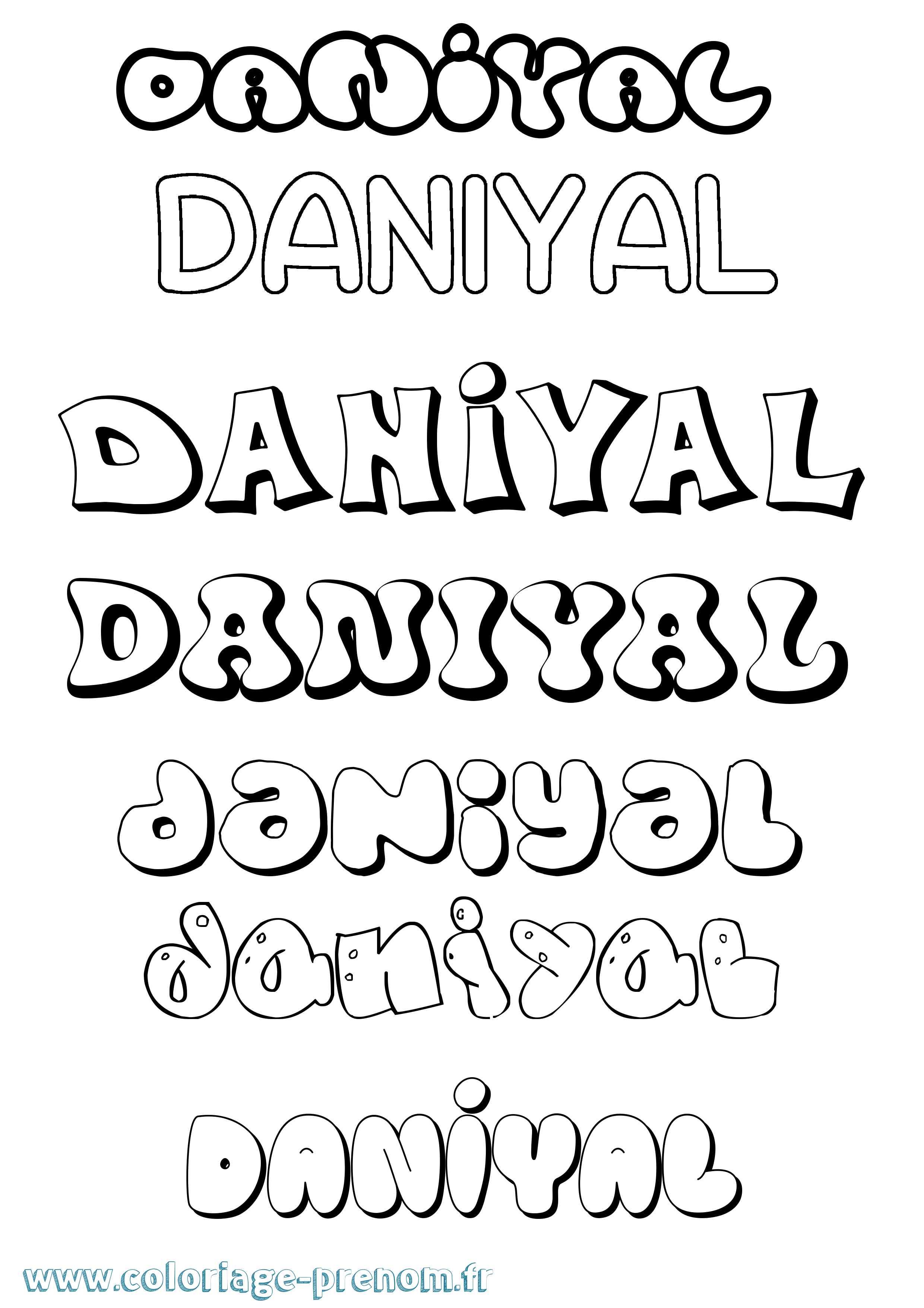 Coloriage Daniyal Bubble Coloriage prénom Daniyal Bubble