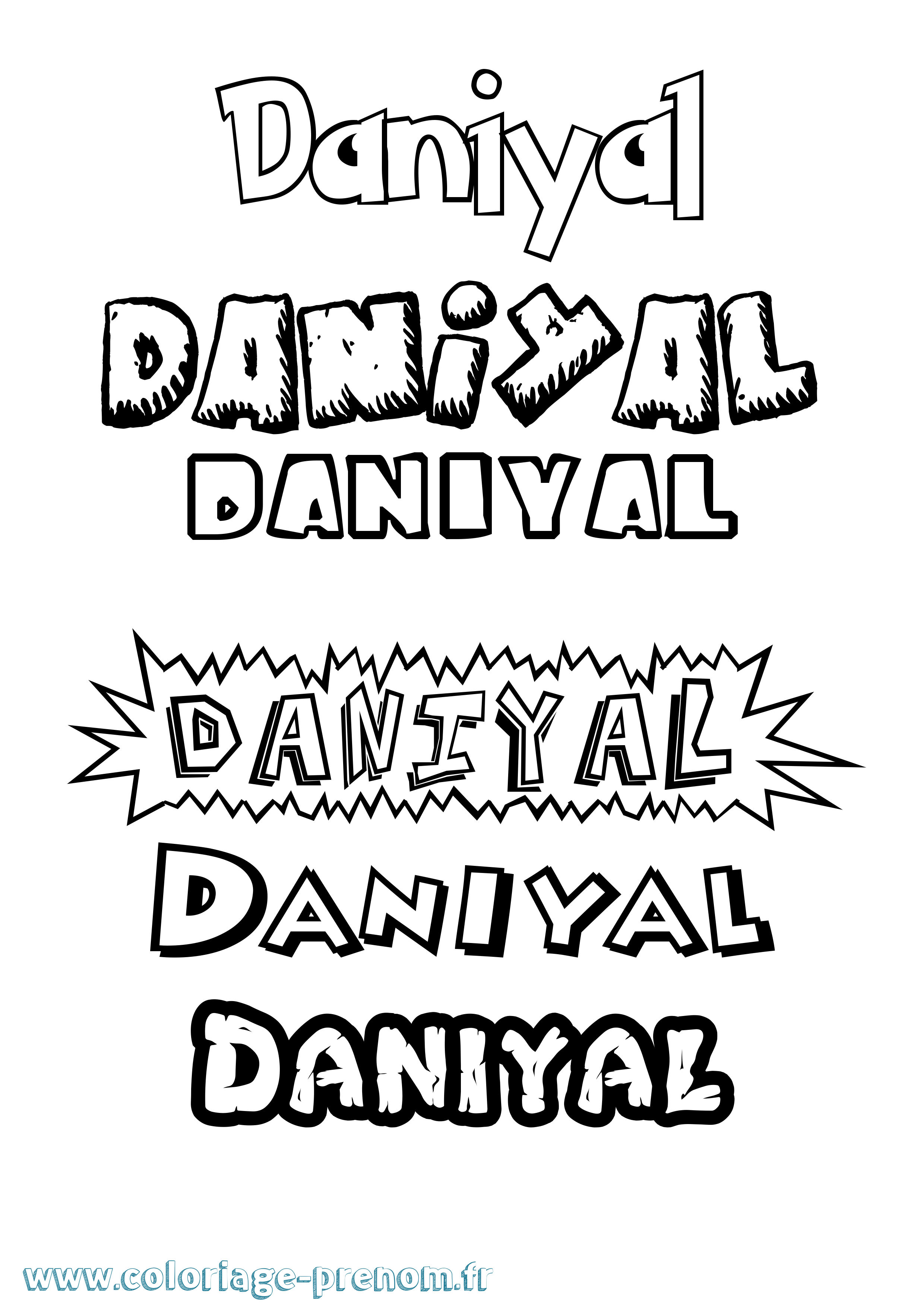 Coloriage Daniyal Dessin Animé Coloriage prénom Daniyal Dessin Animé