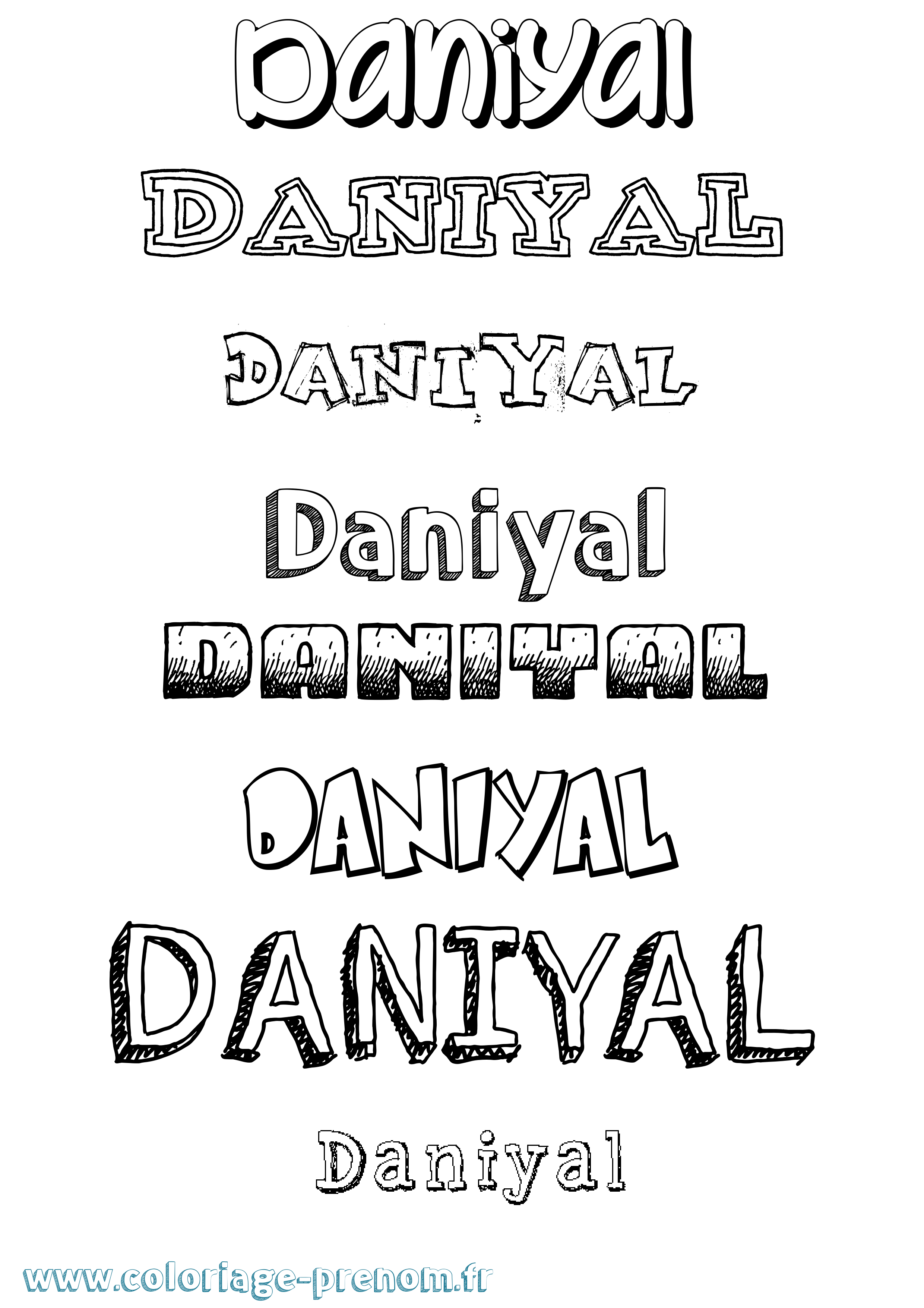 Coloriage prénom Daniyal Dessiné