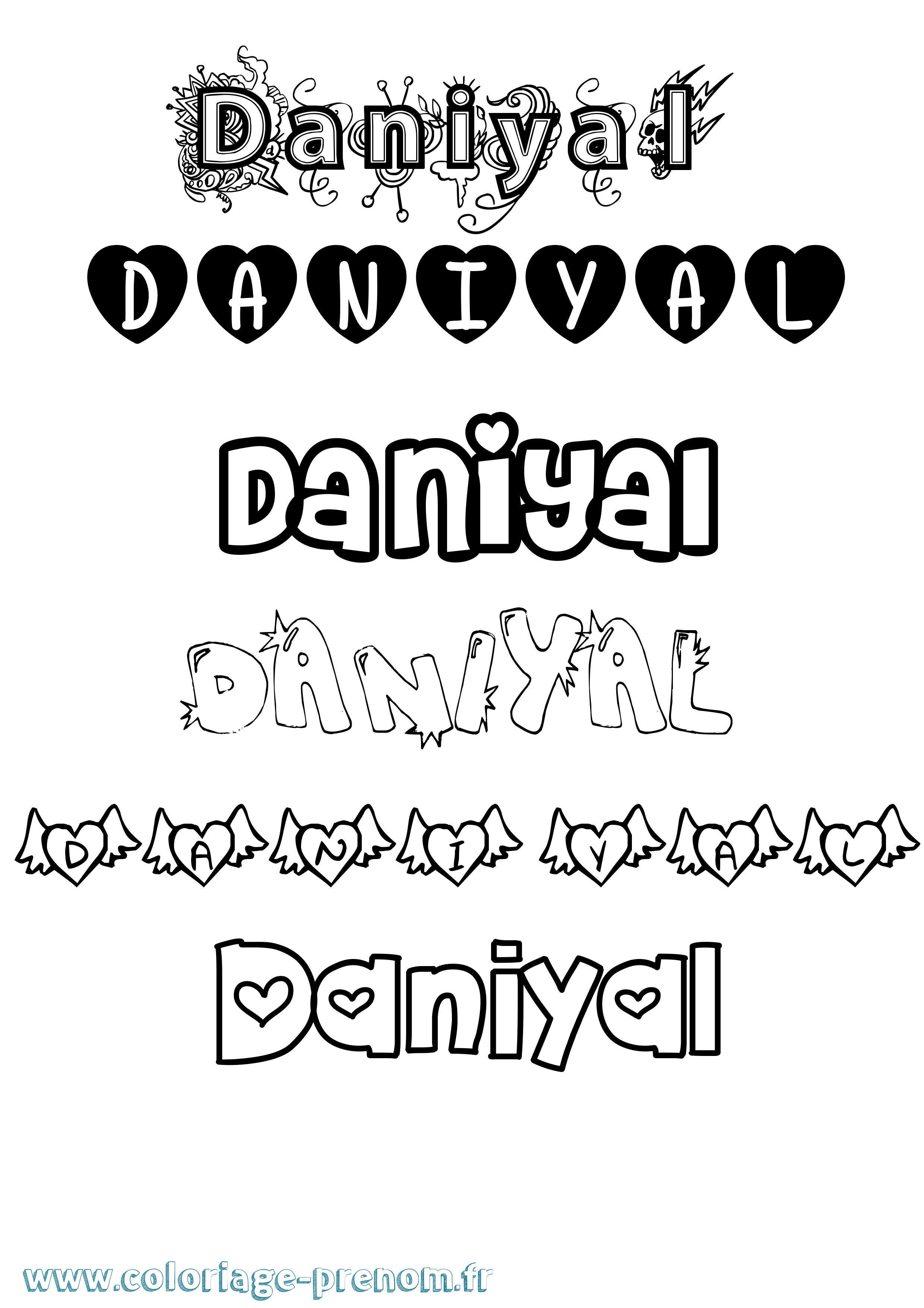 Coloriage prénom Daniyal Girly