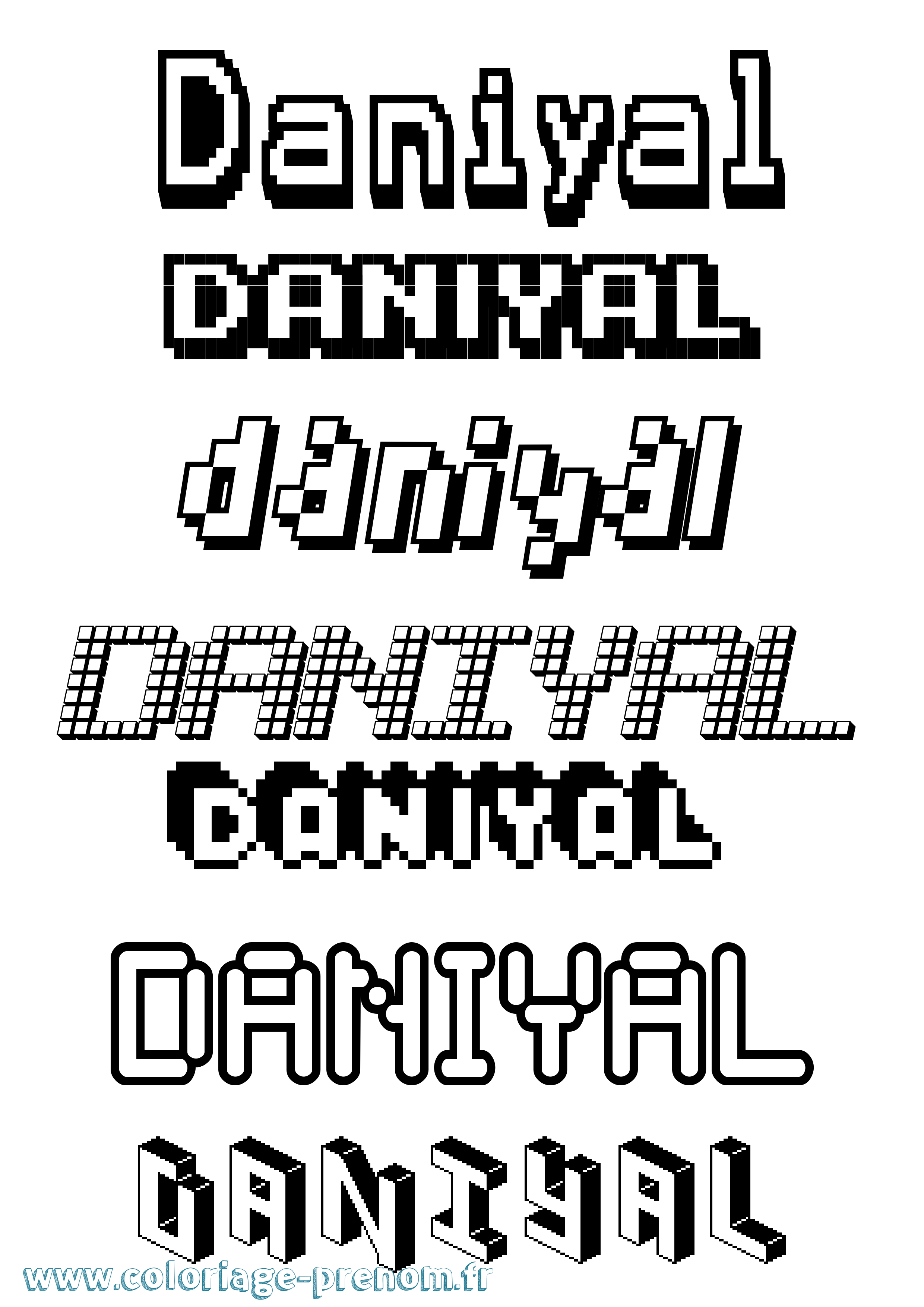 Coloriage prénom Daniyal Pixel