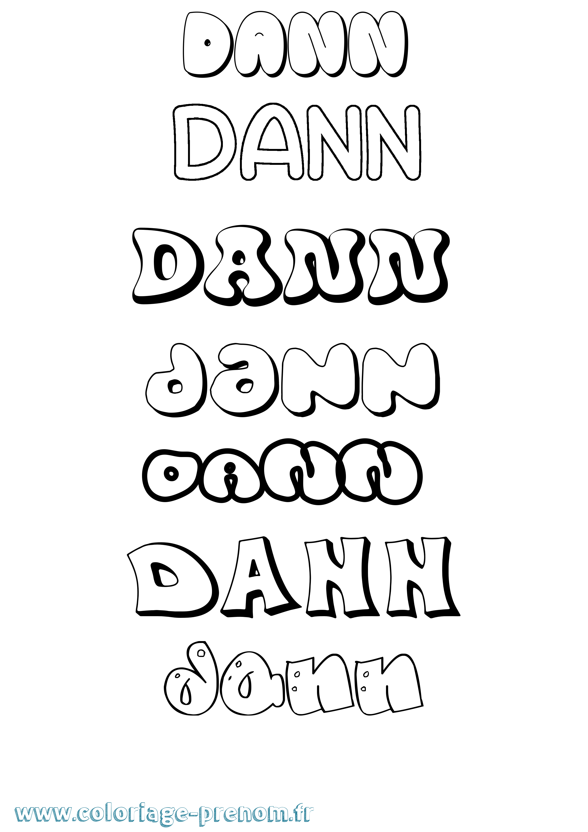 Coloriage Dann Bubble Coloriage prénom Dann Bubble