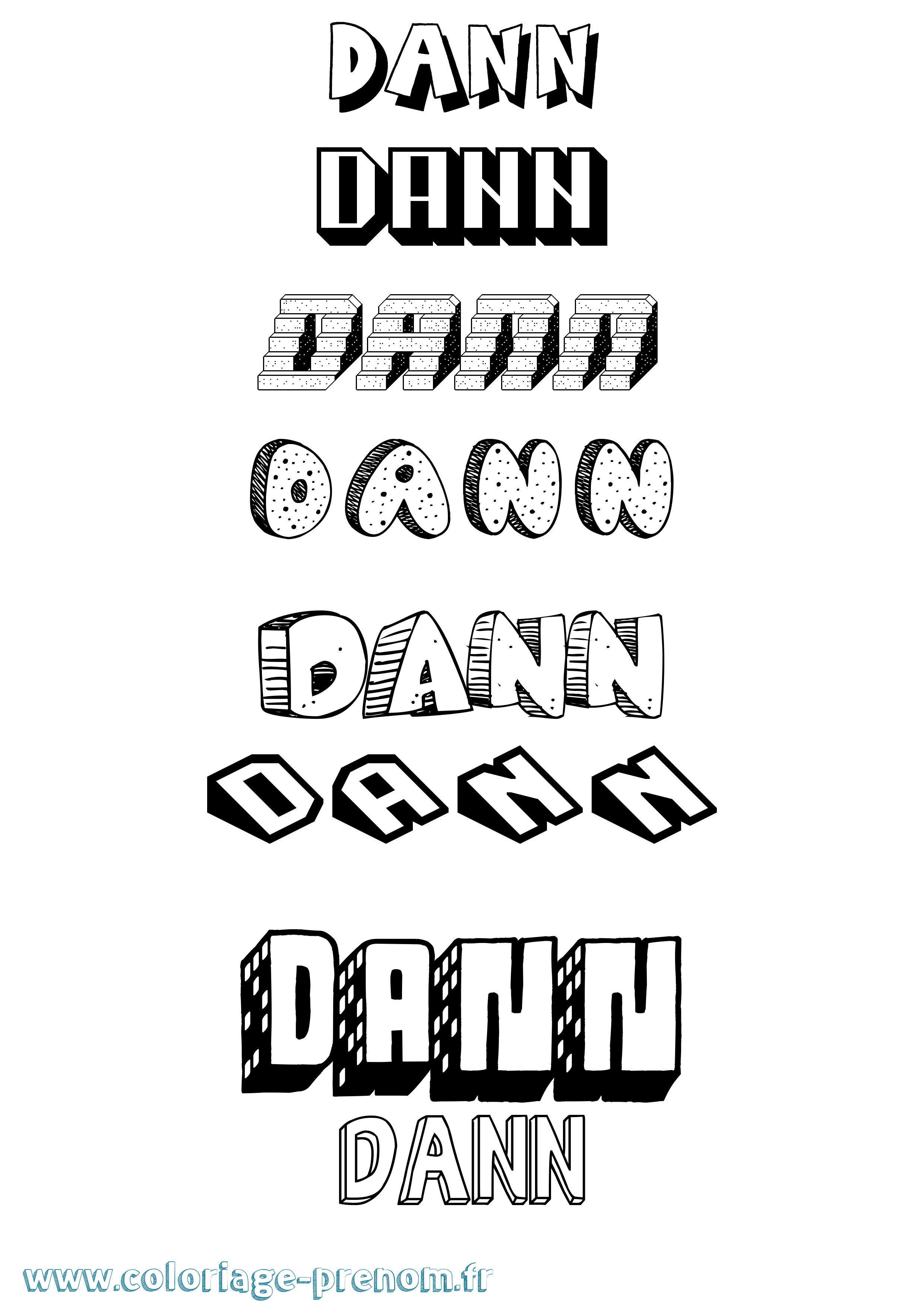 Coloriage Dann Effet 3D Coloriage prénom Dann Effet 3D