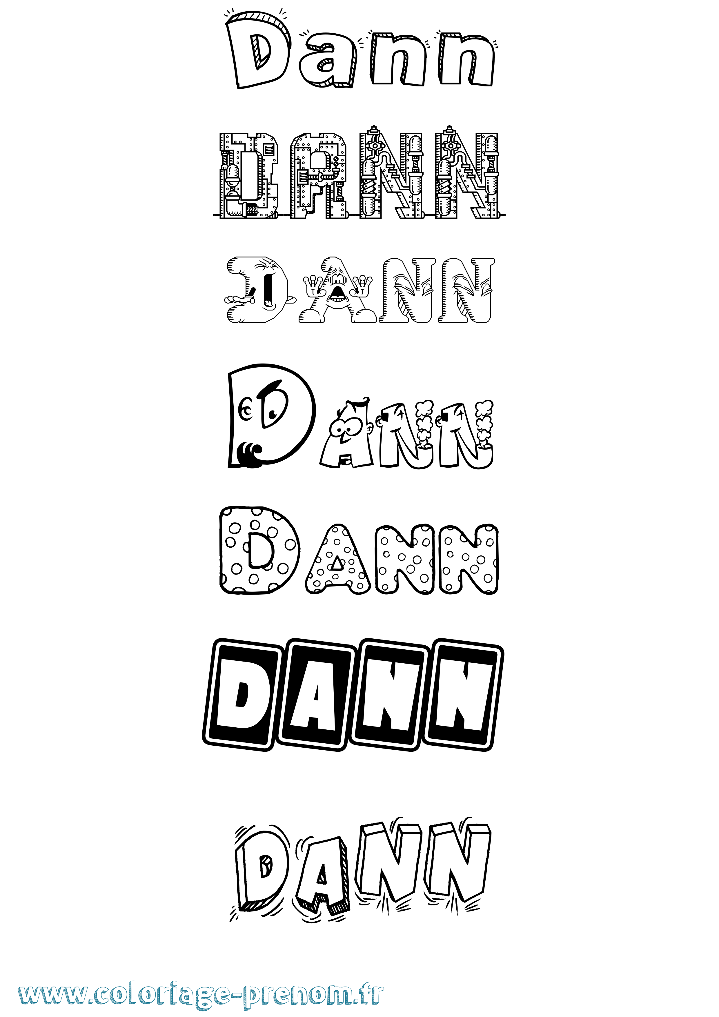 Coloriage Dann Fun Coloriage prénom Dann Fun