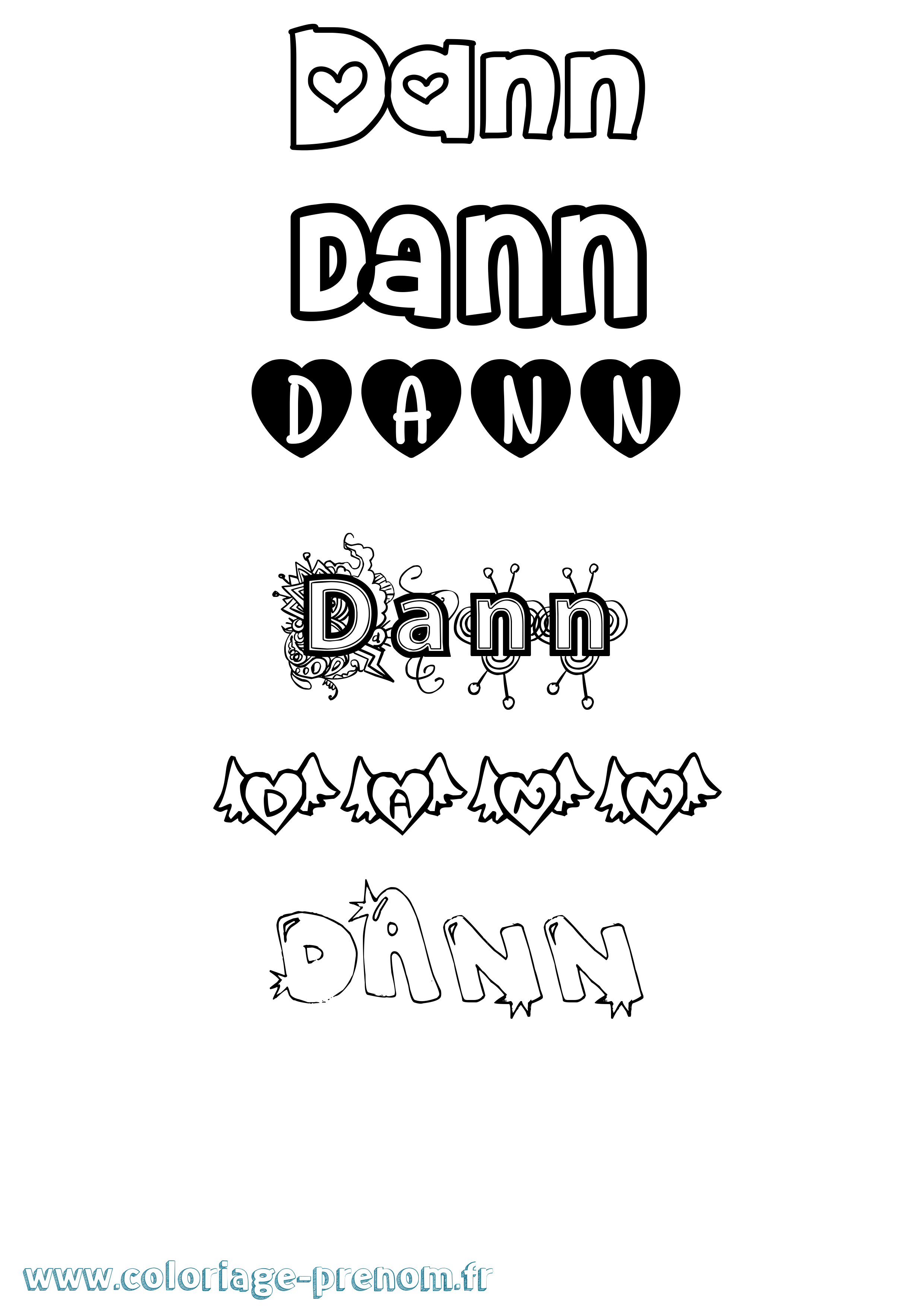 Coloriage Dann Girly Coloriage prénom Dann Girly