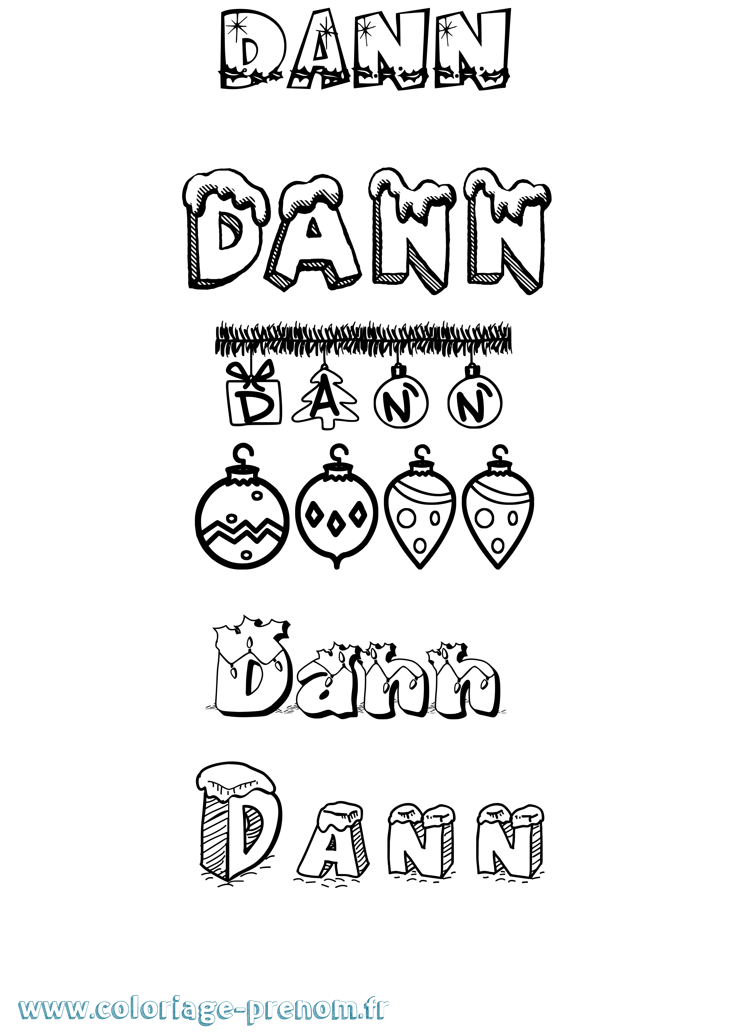 Coloriage Dann Noël Coloriage prénom Dann Noël