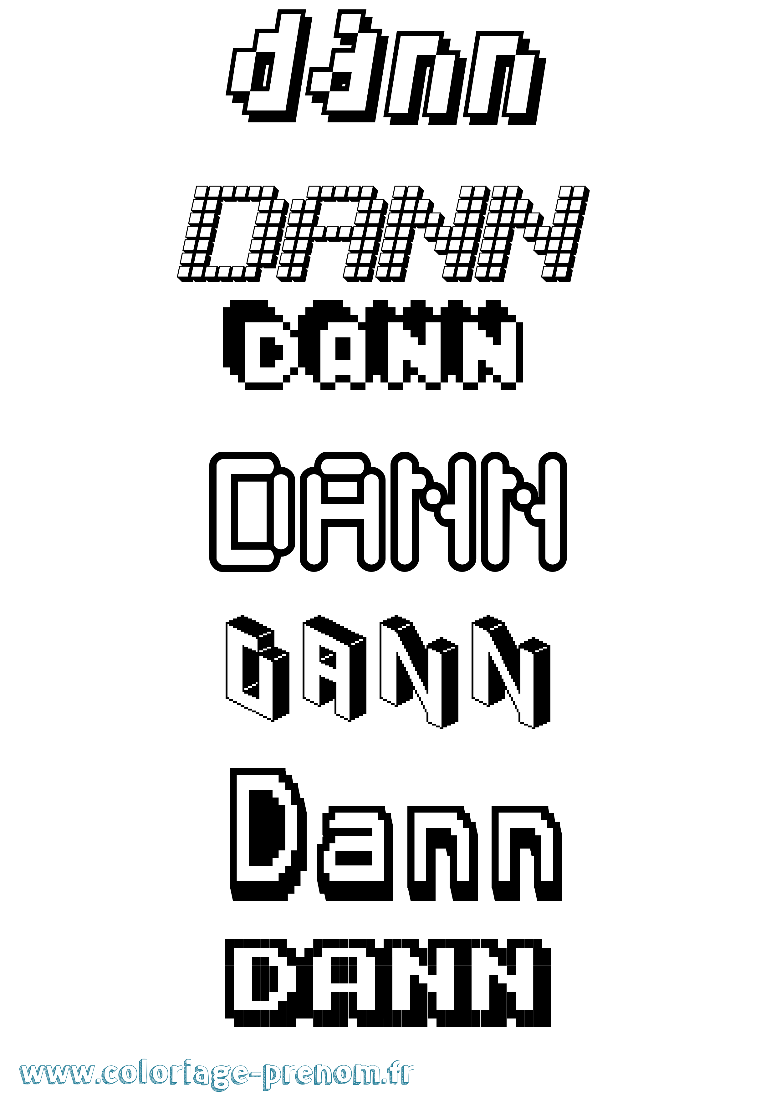 Coloriage Dann Pixel Coloriage prénom Dann Pixel