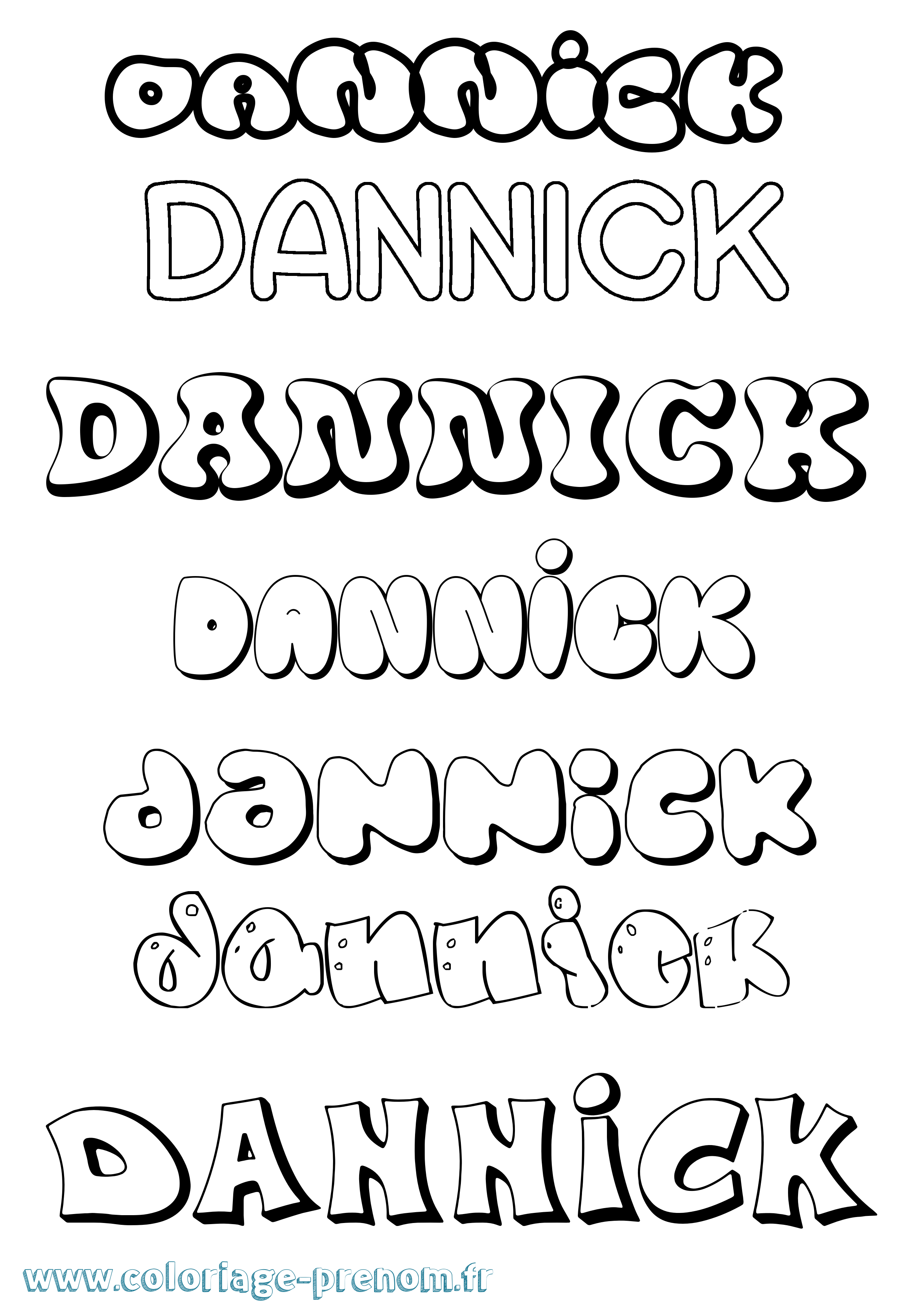 Coloriage Dannick Bubble Coloriage prénom Dannick Bubble