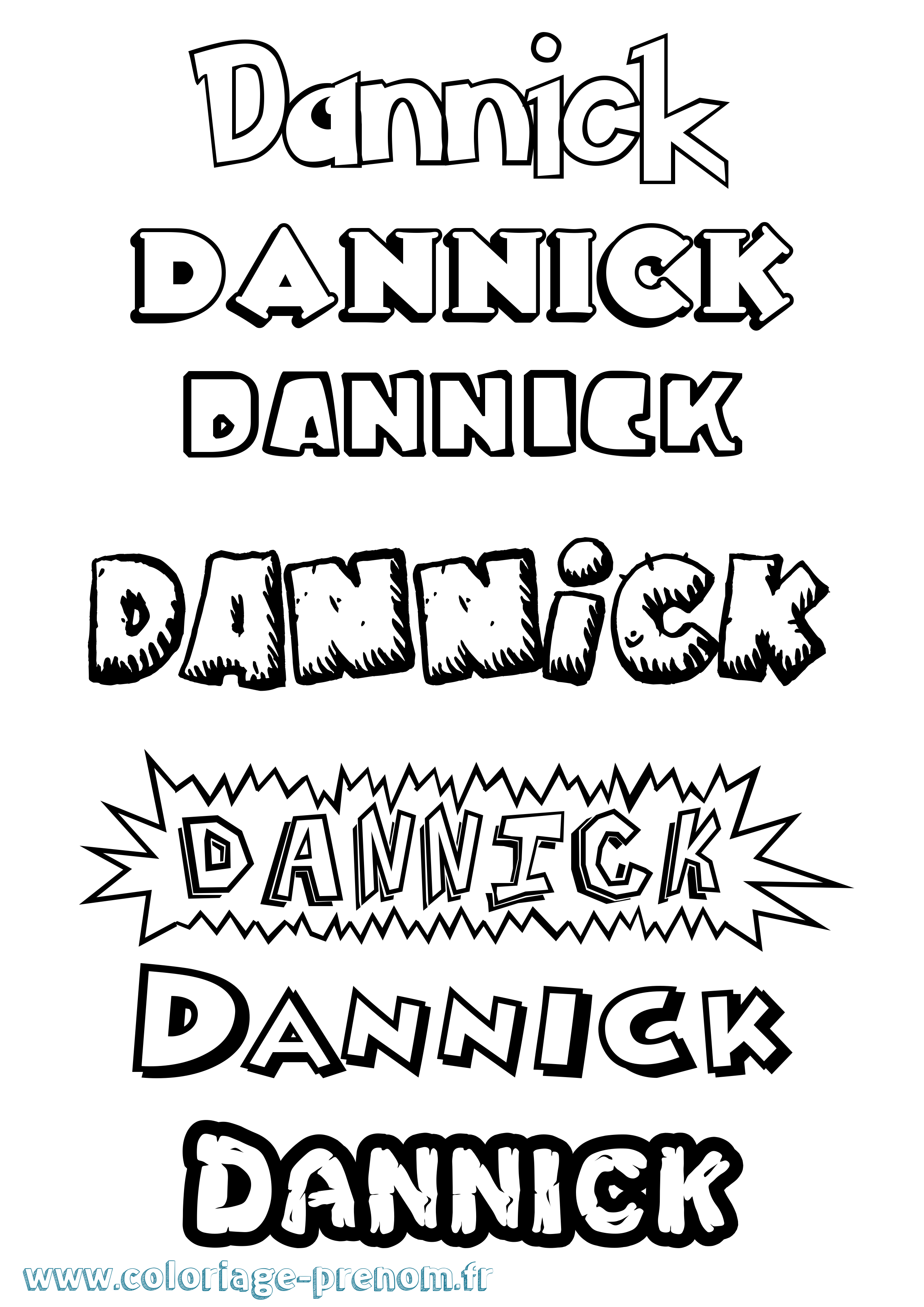 Coloriage Dannick Dessin Animé Coloriage prénom Dannick Dessin Animé