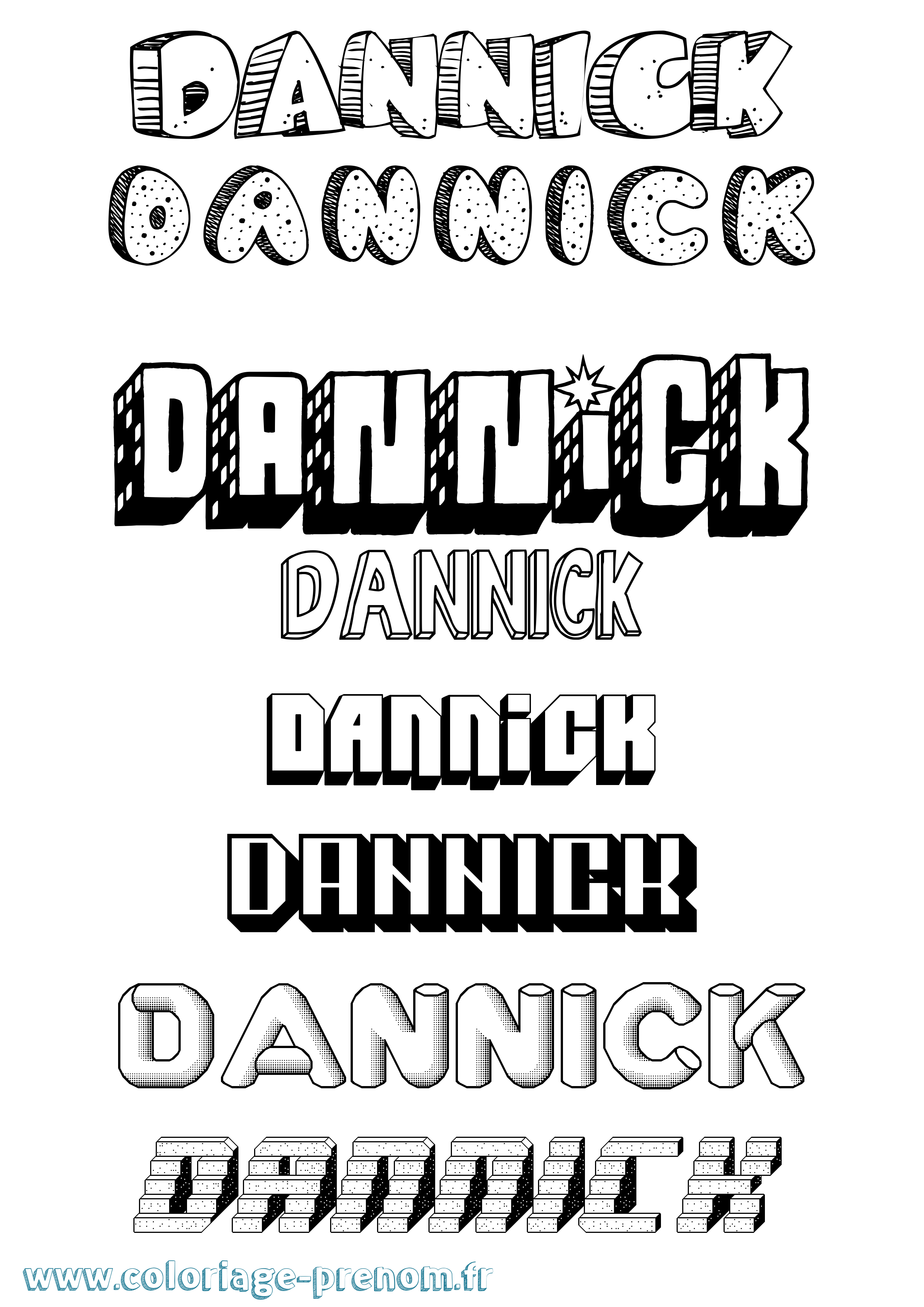 Coloriage Dannick Effet 3D Coloriage prénom Dannick Effet 3D