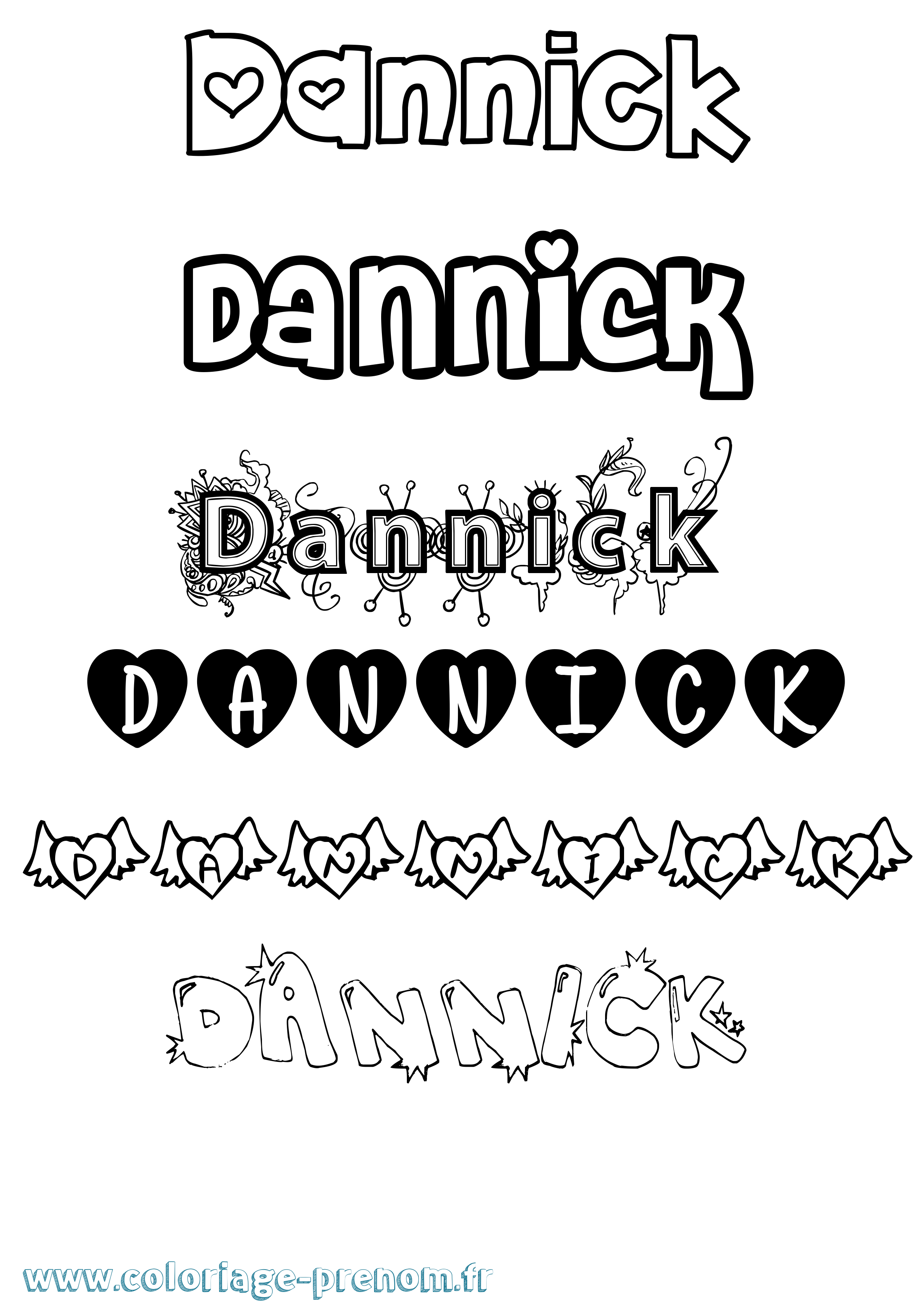 Coloriage Dannick Girly Coloriage prénom Dannick Girly