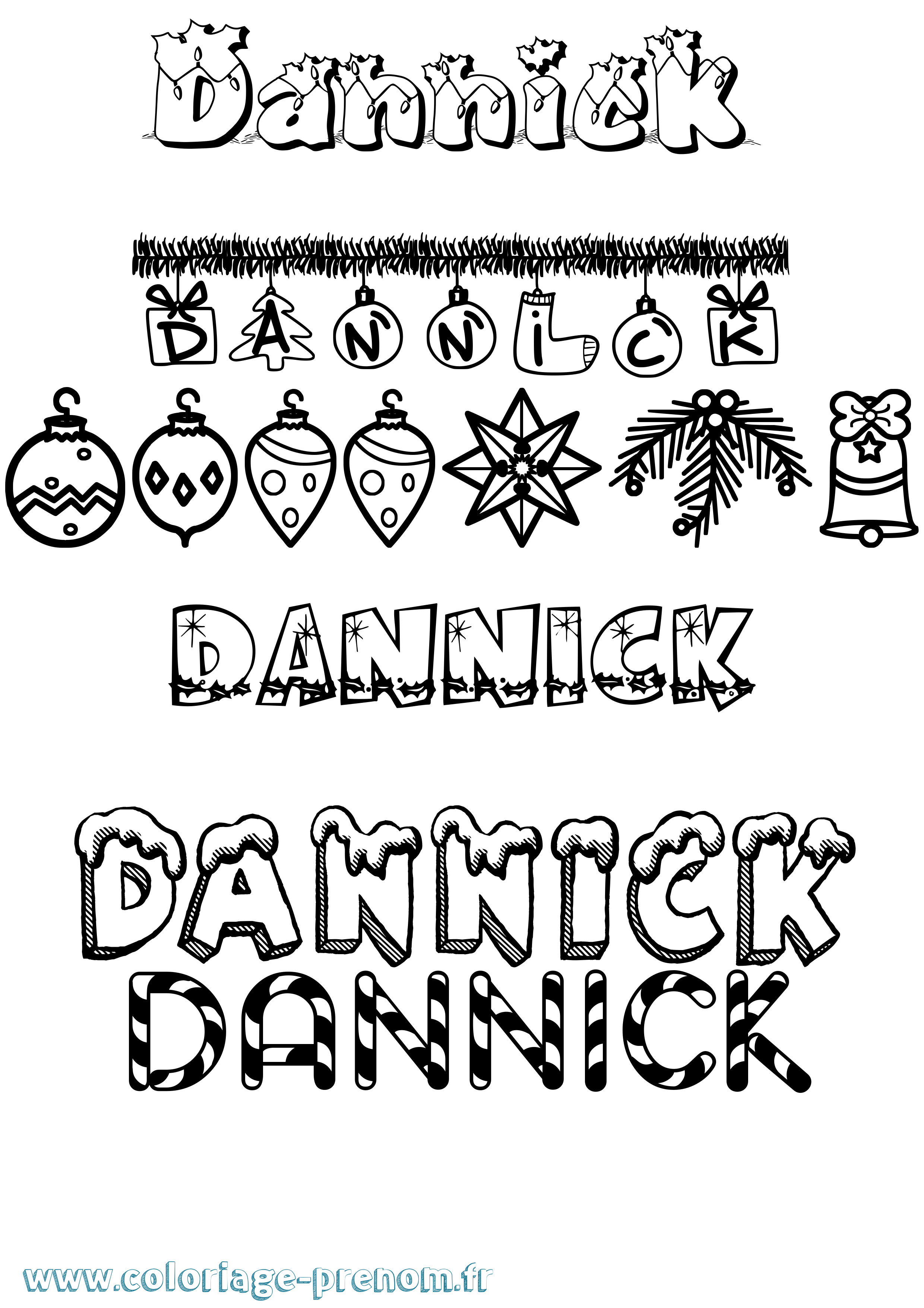 Coloriage Dannick Noël Coloriage prénom Dannick Noël