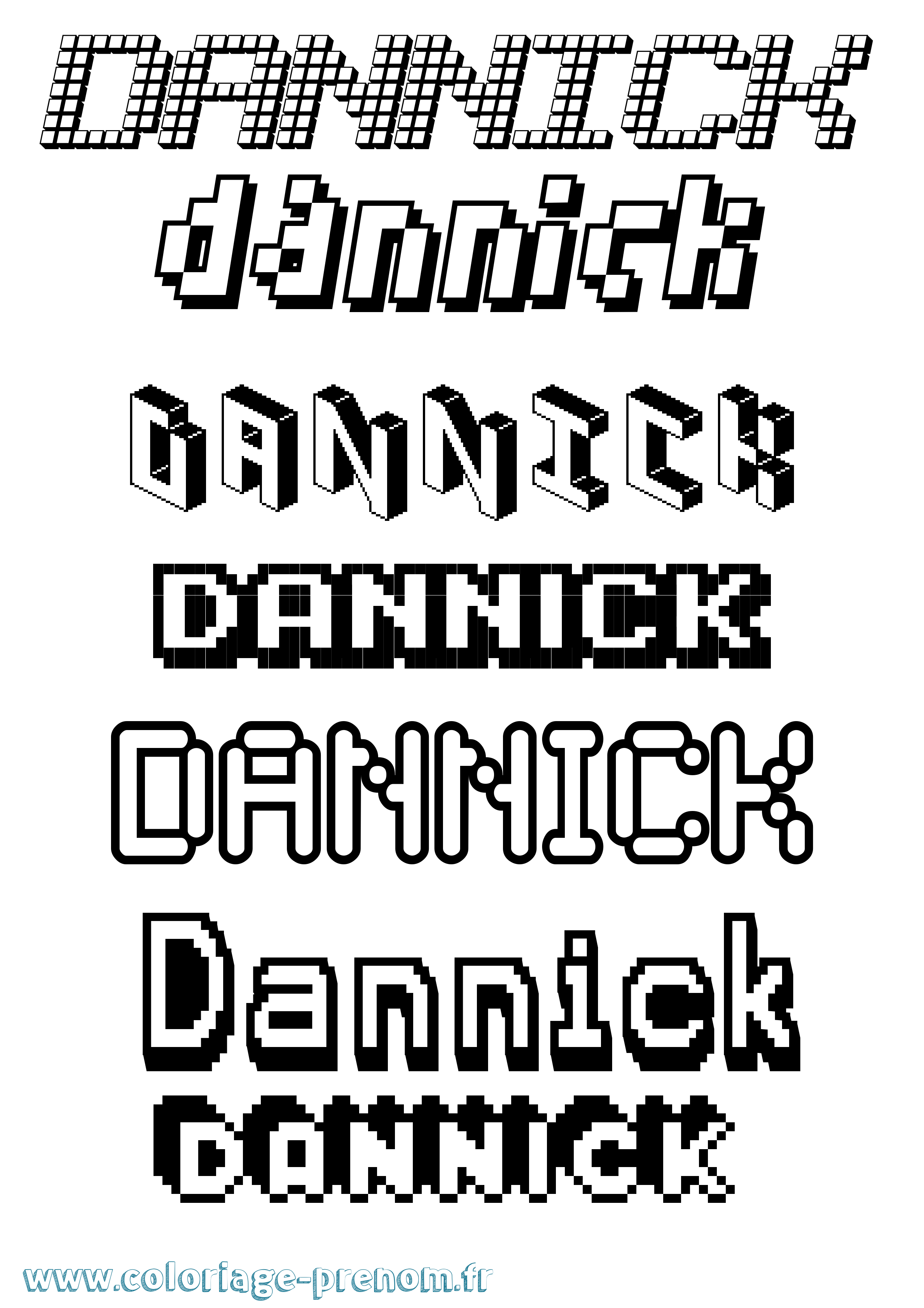 Coloriage Dannick Pixel Coloriage prénom Dannick Pixel