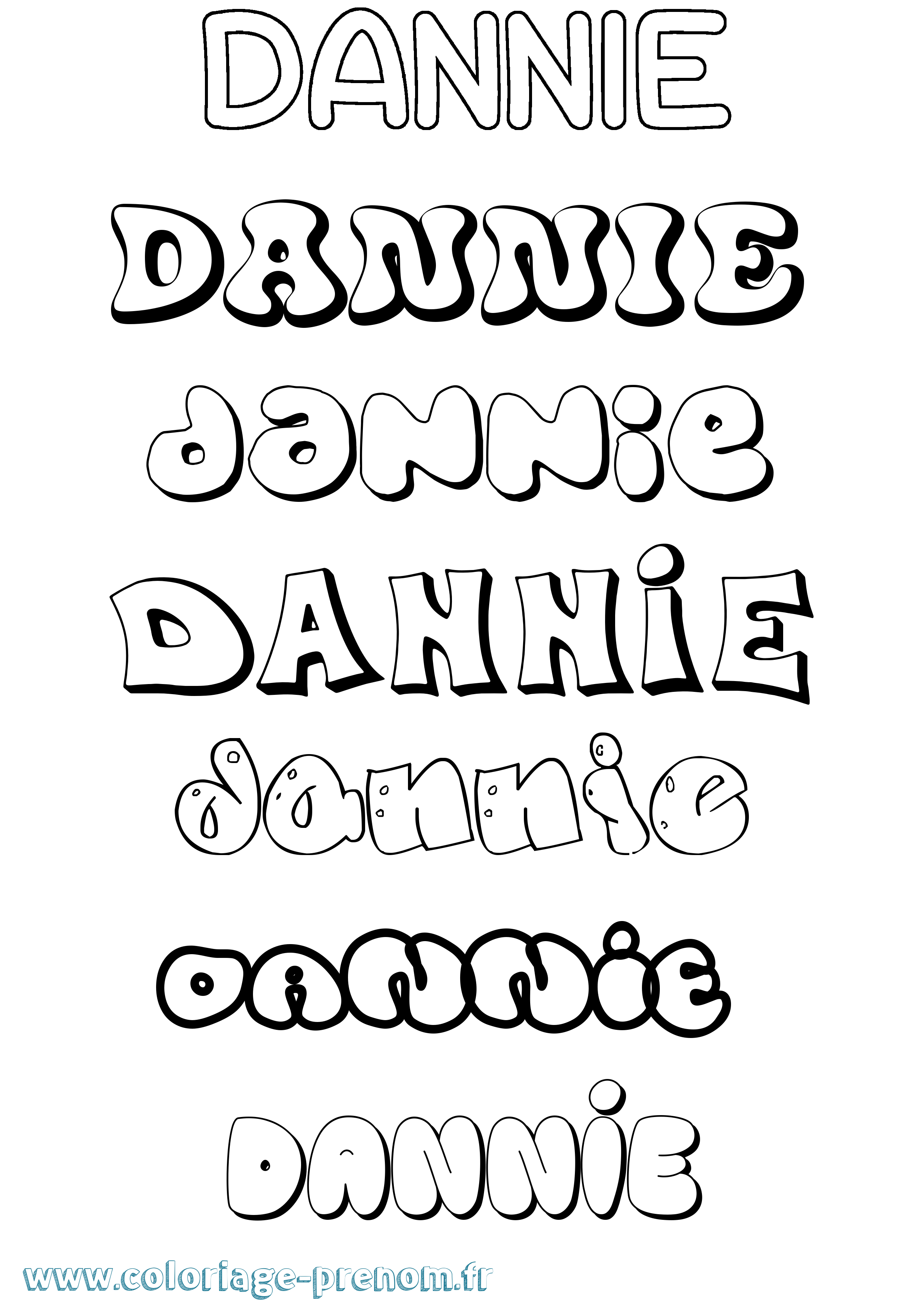Coloriage prénom Dannie Bubble