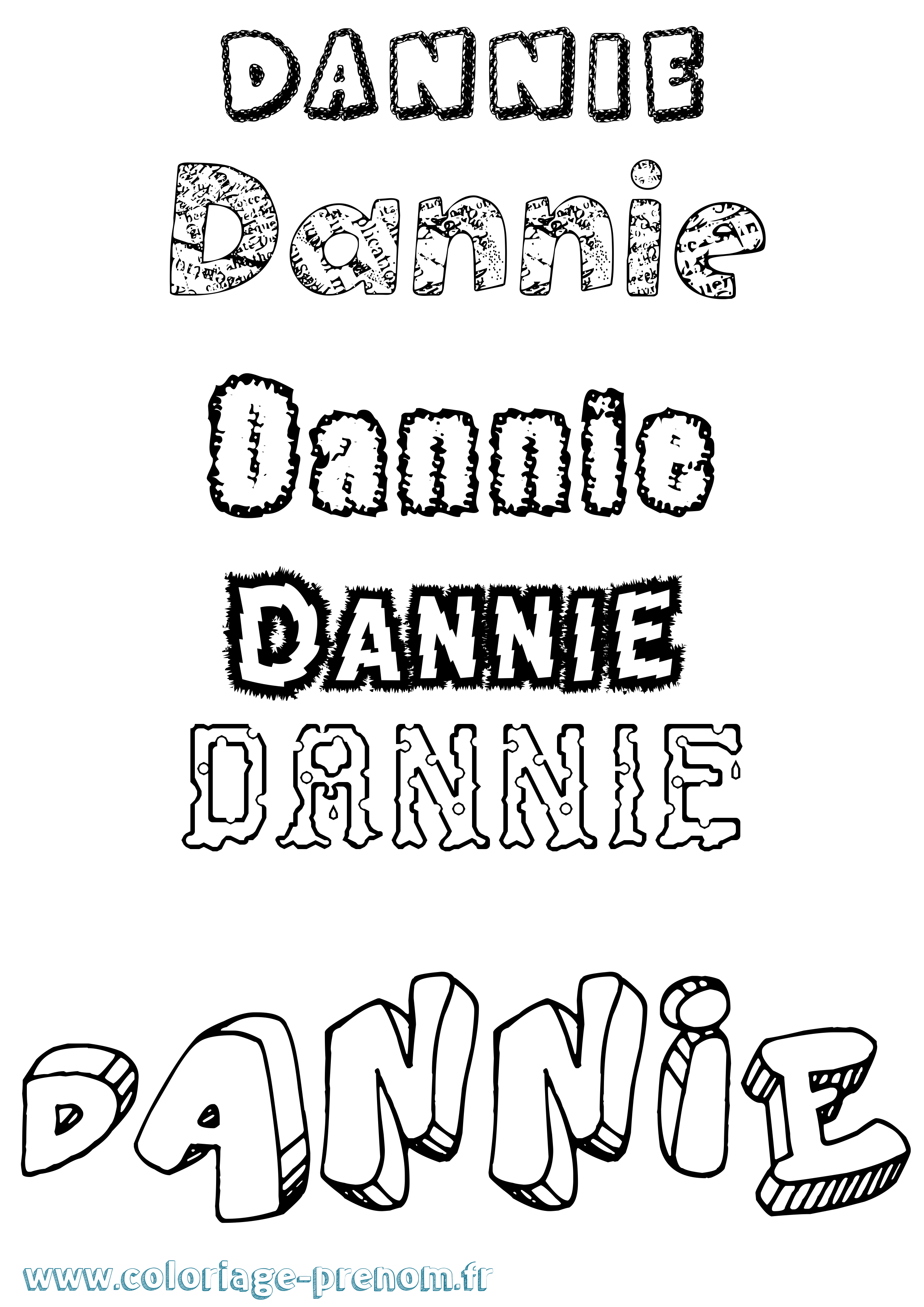 Coloriage prénom Dannie Destructuré