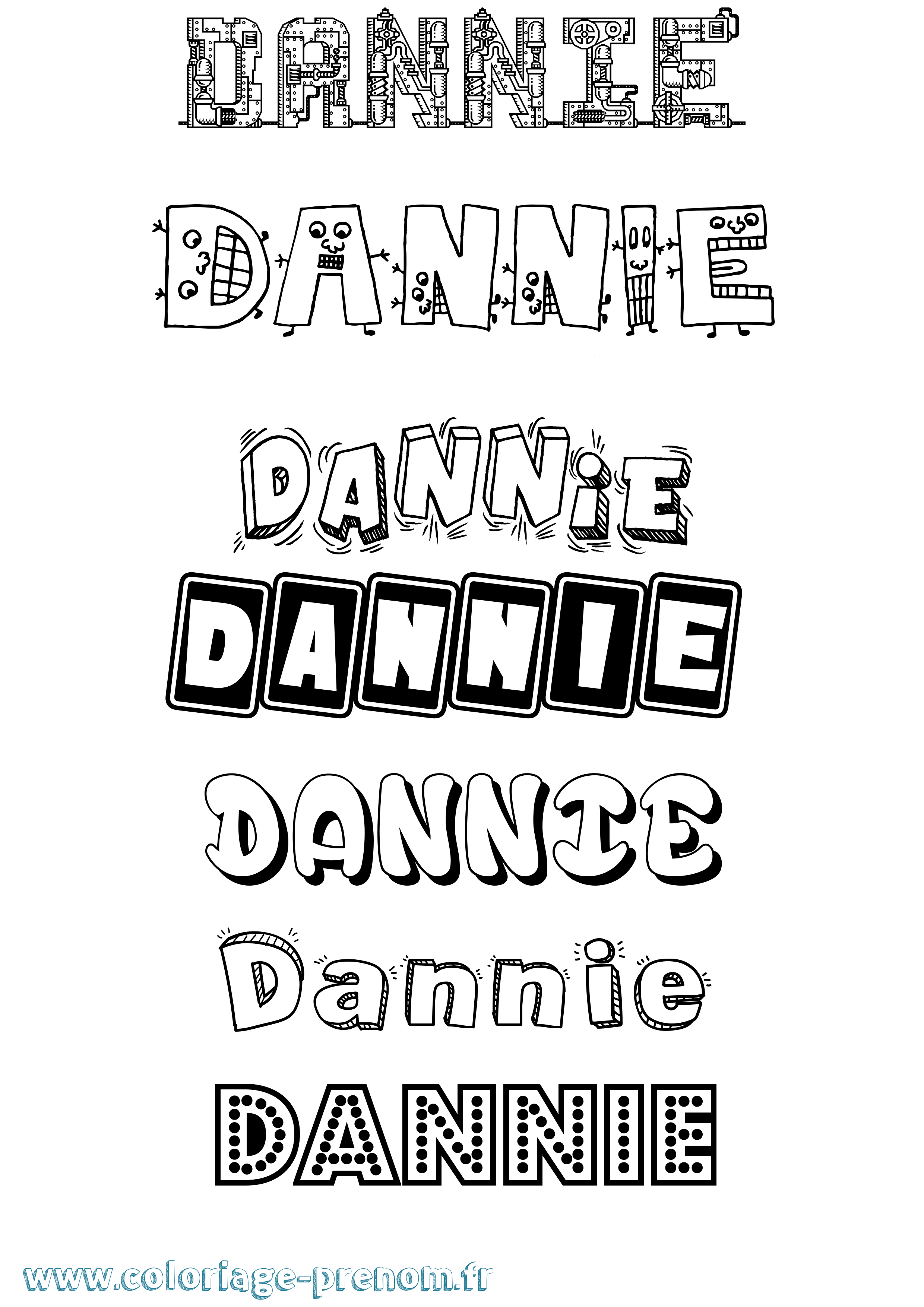 Coloriage prénom Dannie Fun