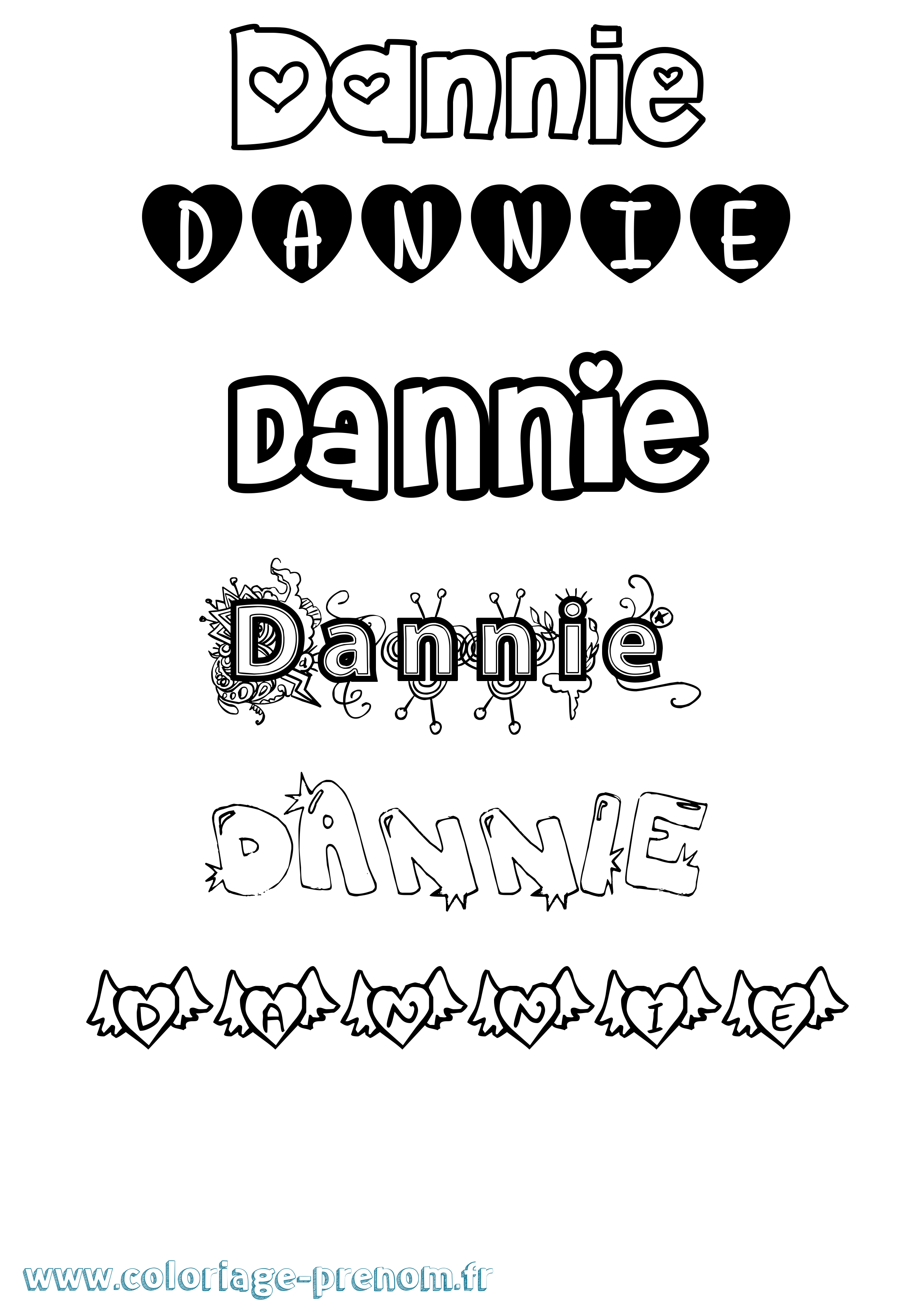 Coloriage prénom Dannie Girly