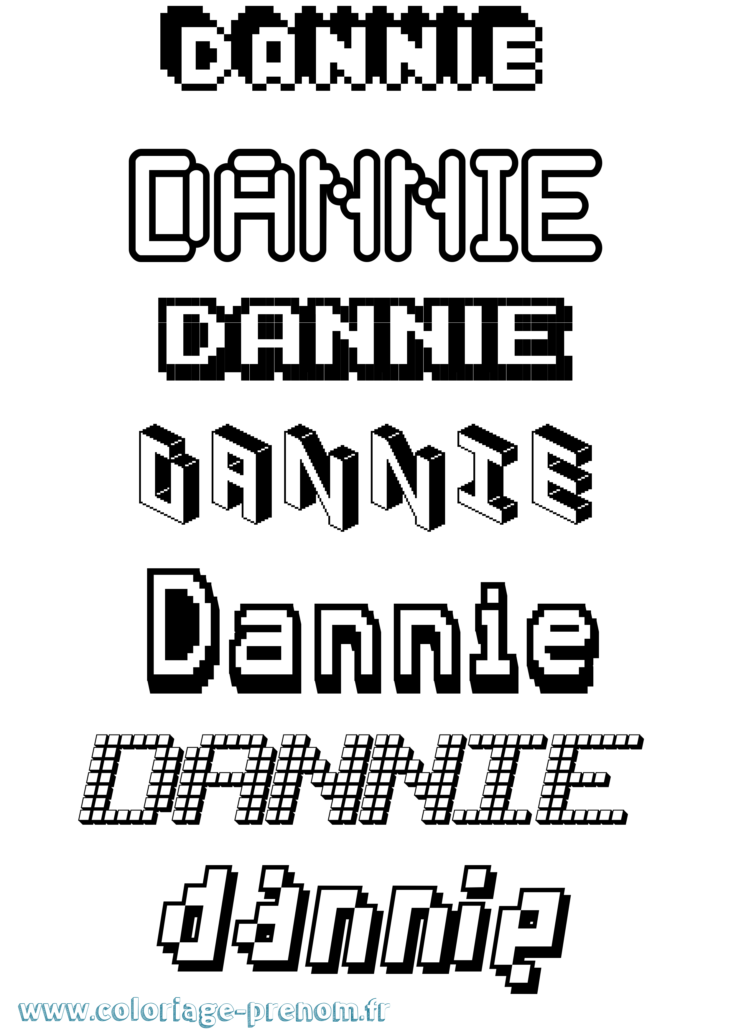 Coloriage prénom Dannie Pixel