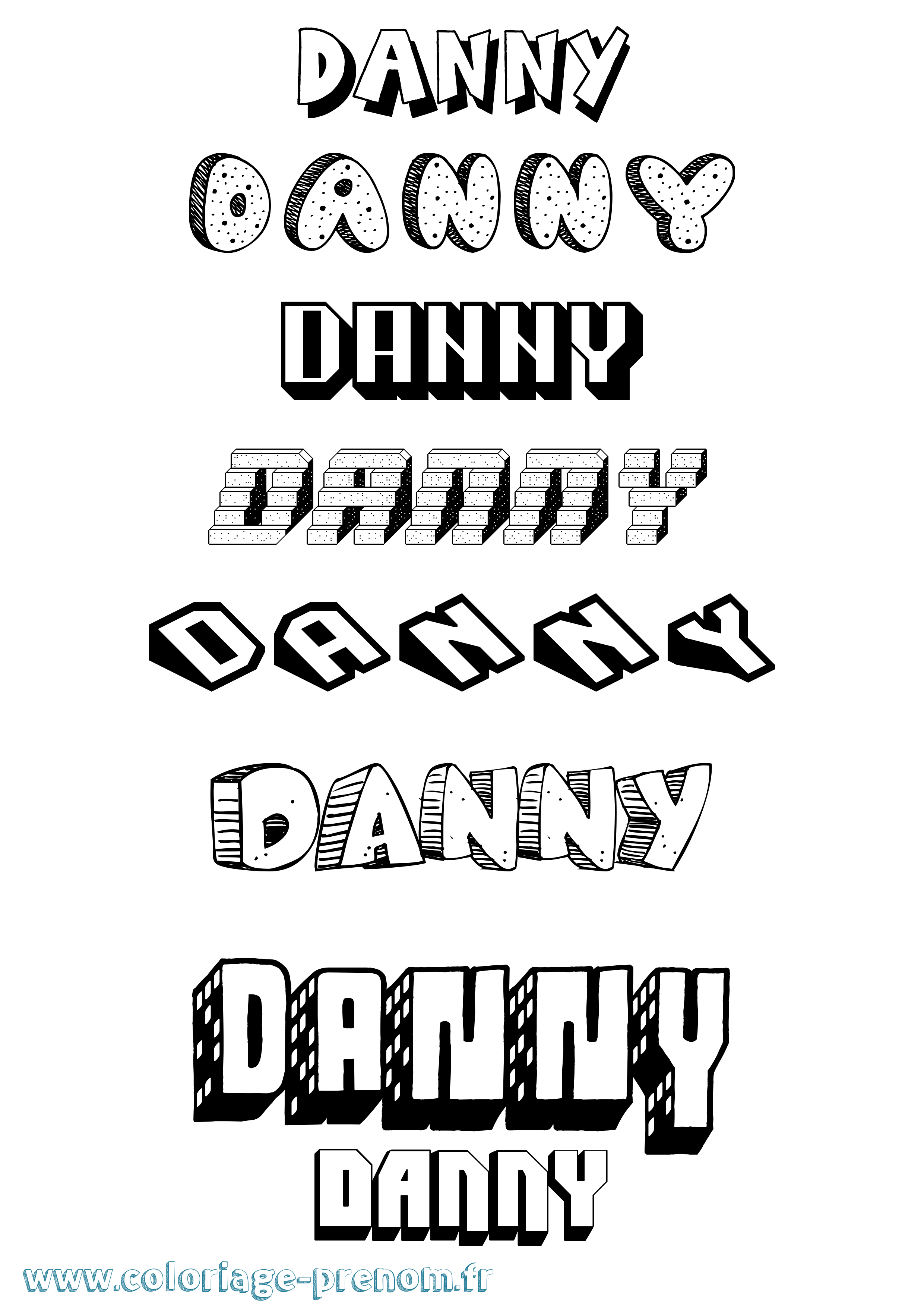 Coloriage prénom Danny Effet 3D
