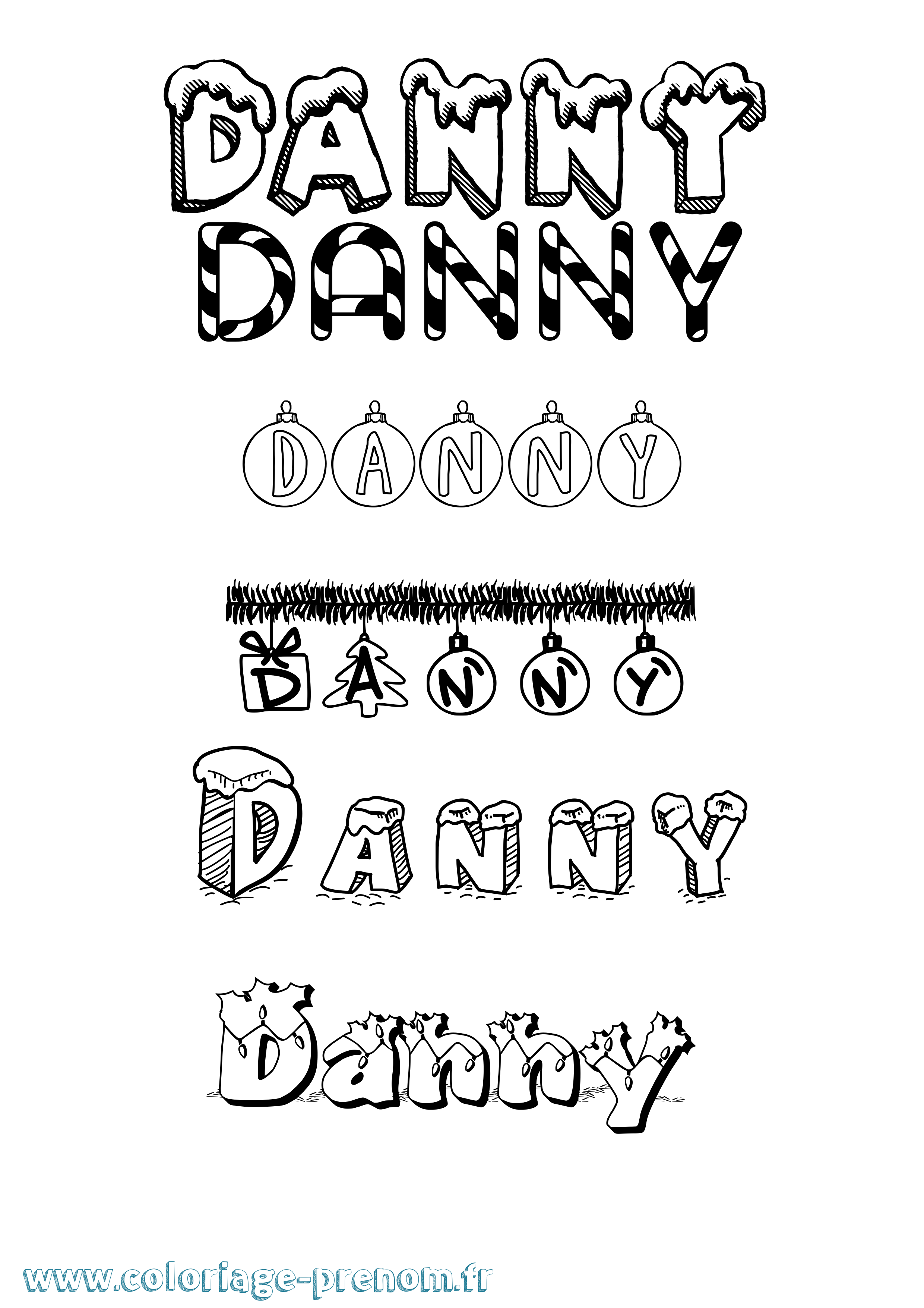 Coloriage prénom Danny Noël