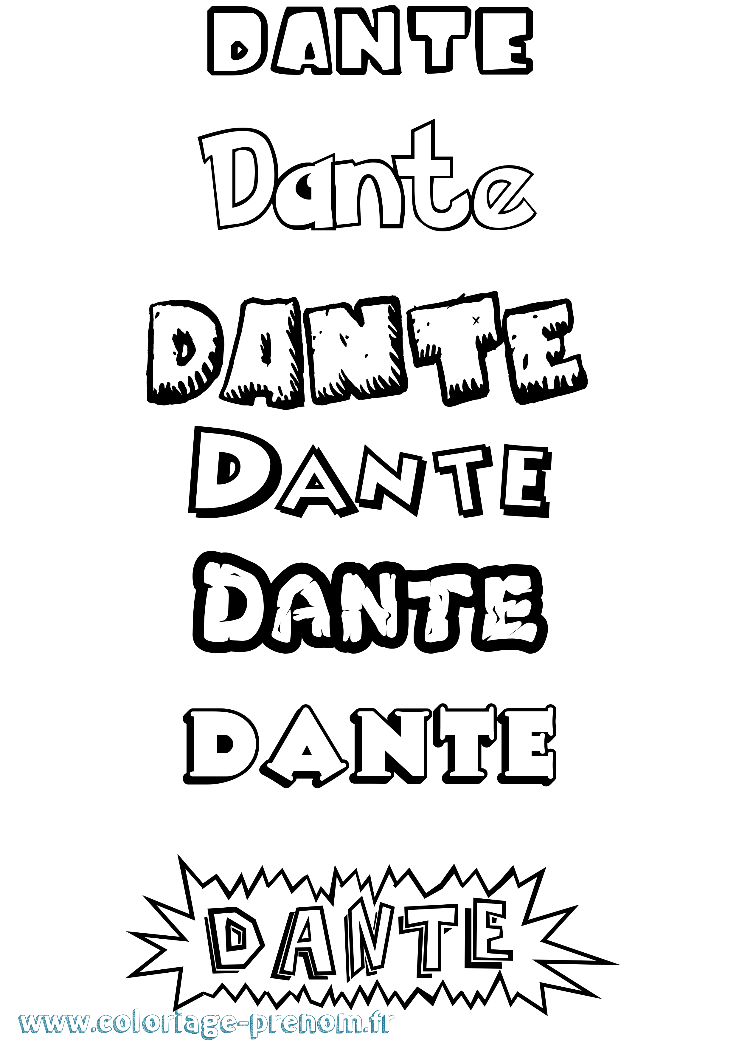 Coloriage prénom Dante Dessin Animé