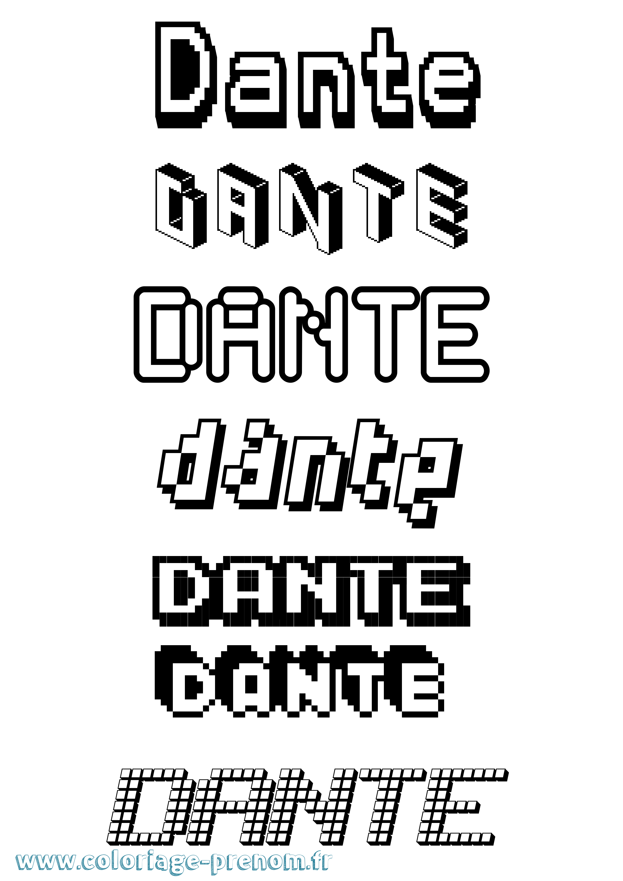 Coloriage prénom Dante Pixel