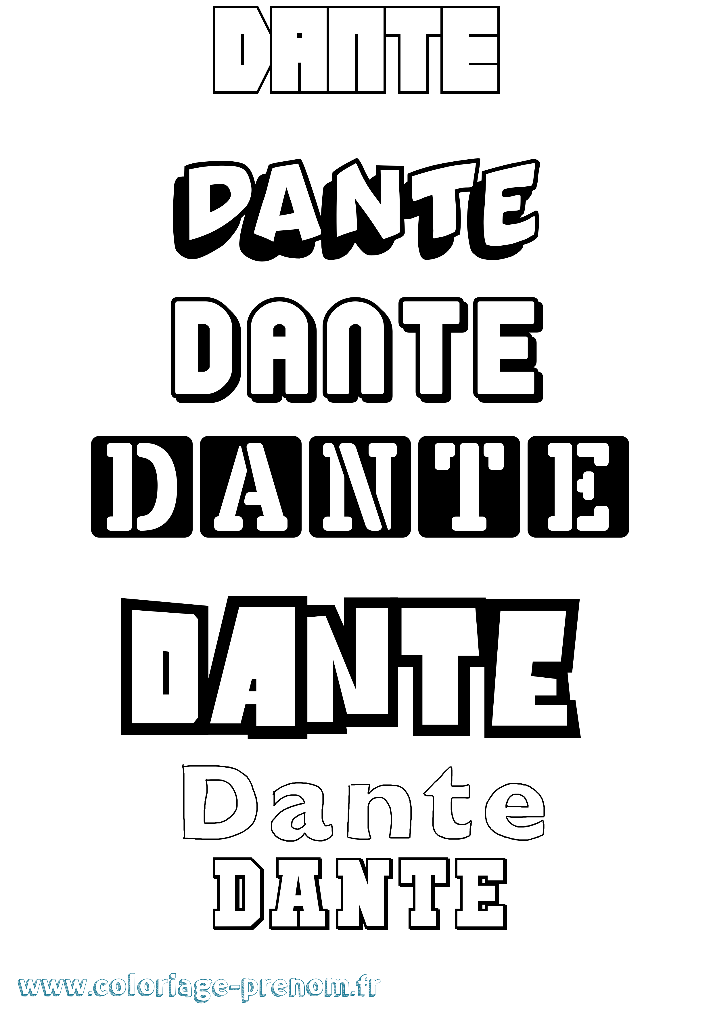 Coloriage prénom Dante Simple