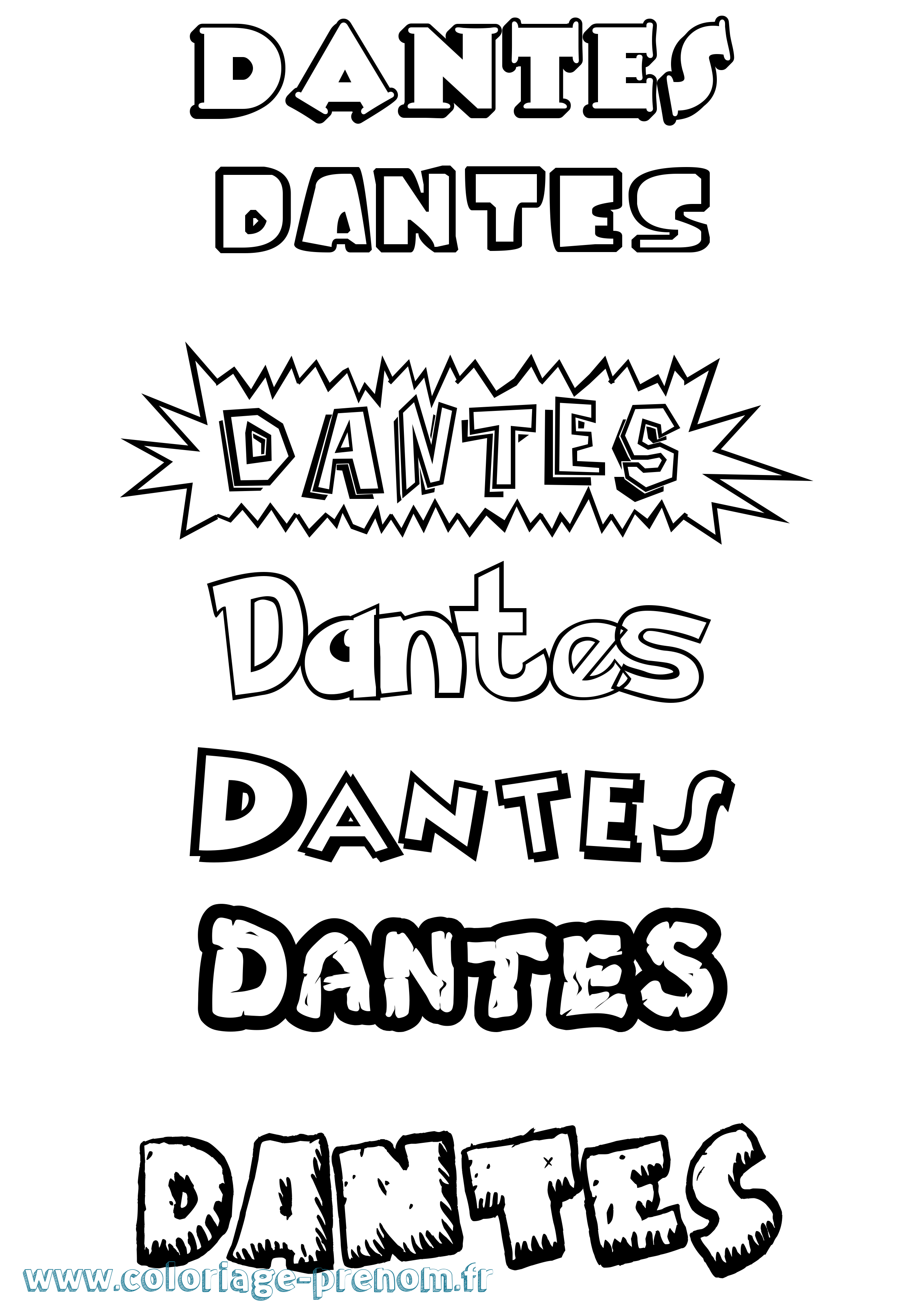 Coloriage prénom Dantes Dessin Animé