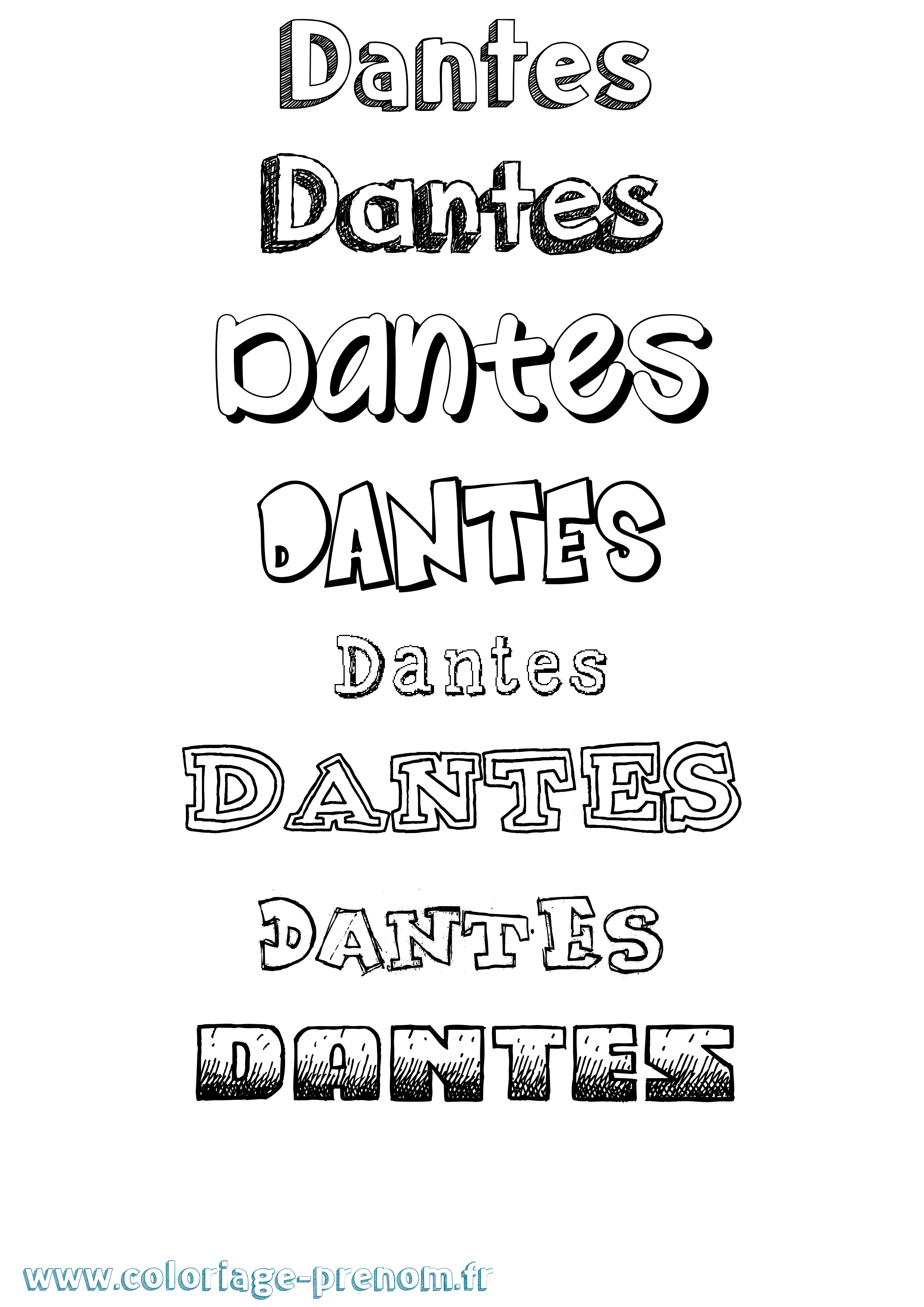 Coloriage prénom Dantes Dessiné