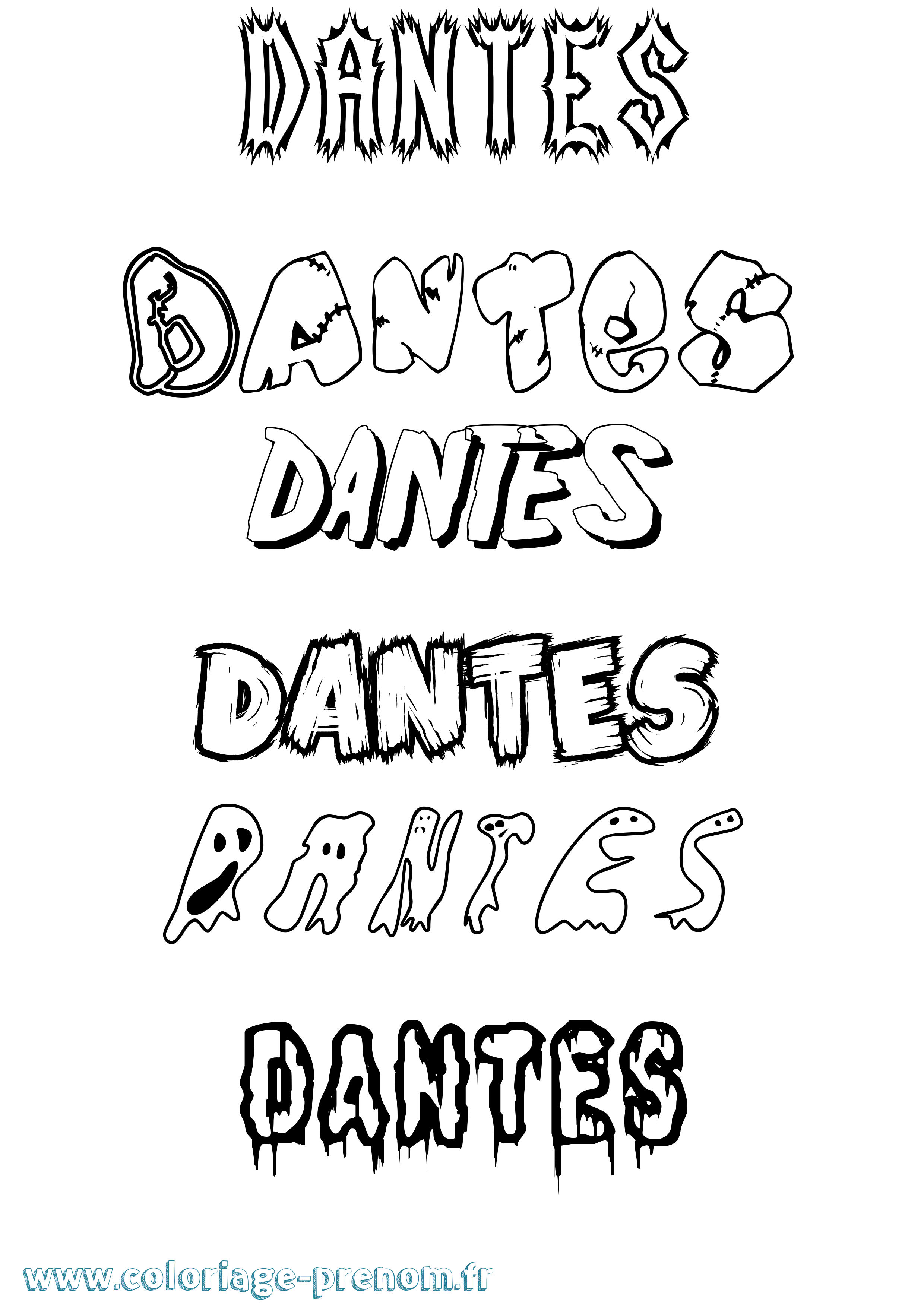 Coloriage Dantes Frisson Coloriage prénom Dantes Frisson