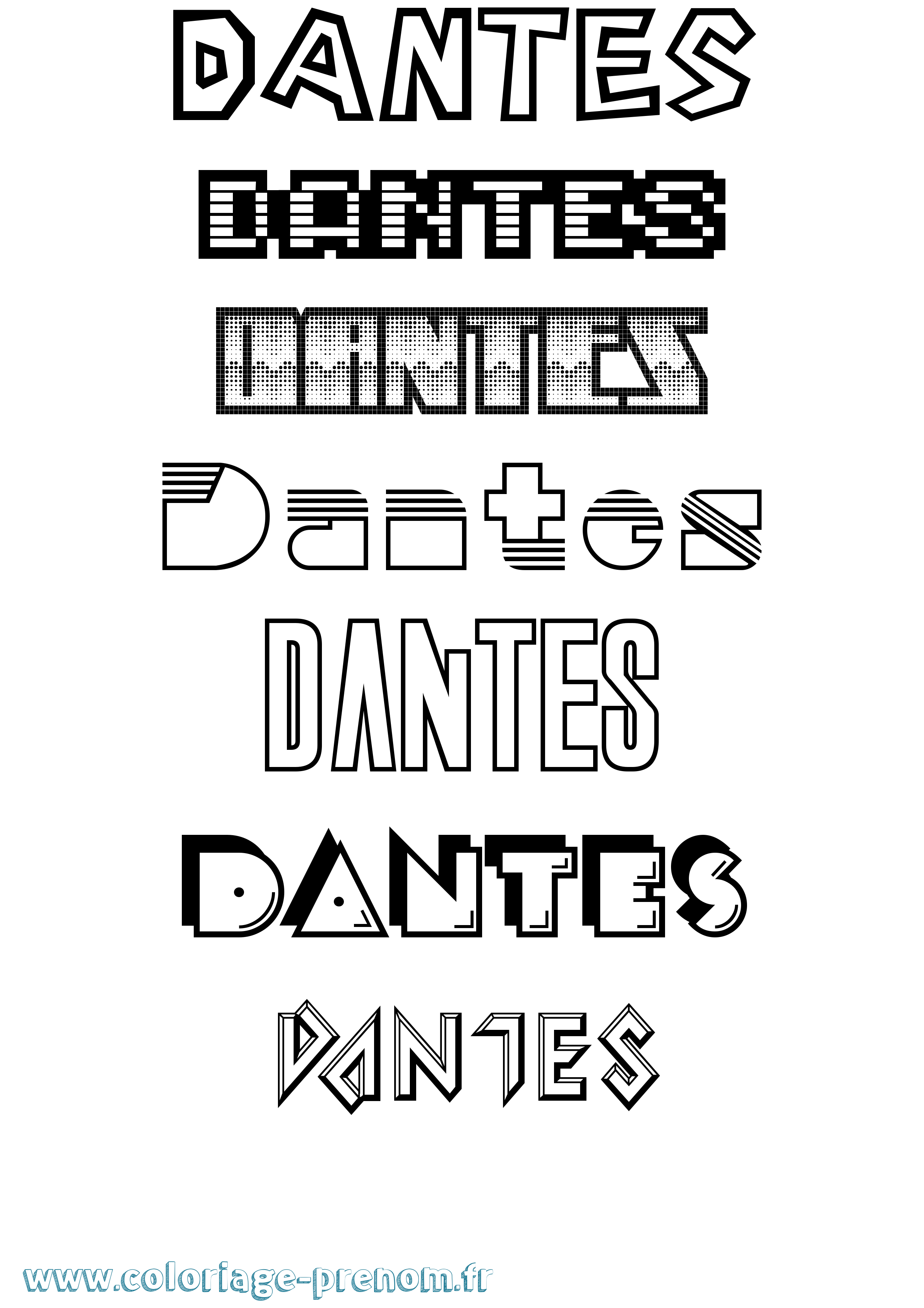 Coloriage prénom Dantes Jeux Vidéos