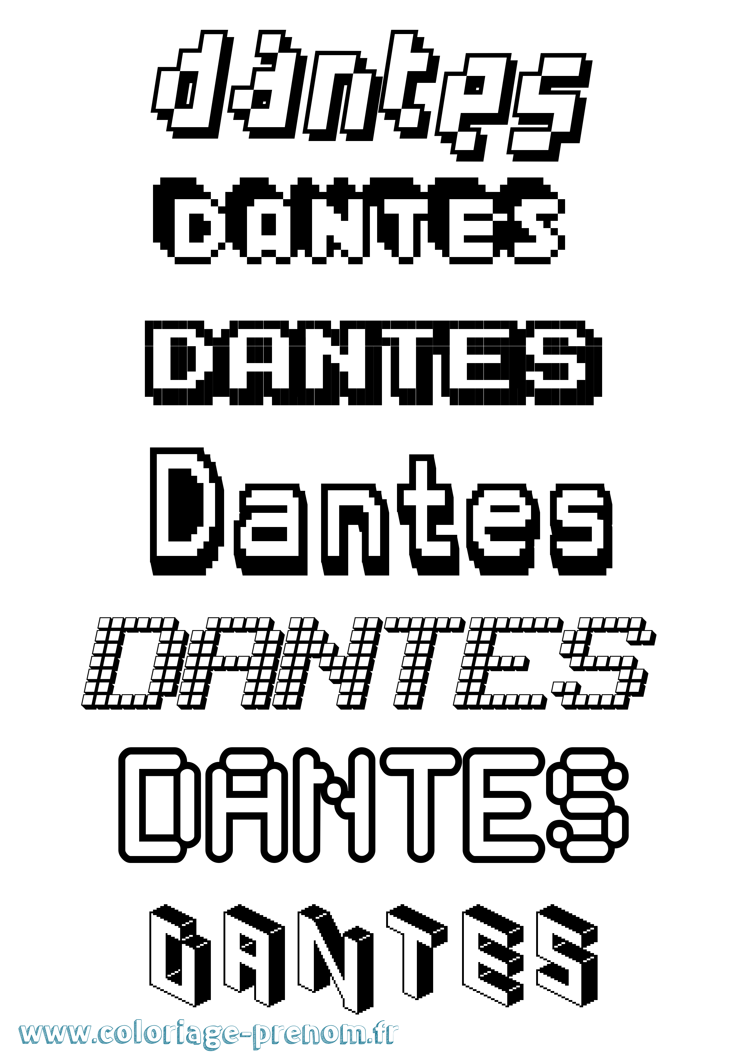 Coloriage Dantes Pixel Coloriage prénom Dantes Pixel