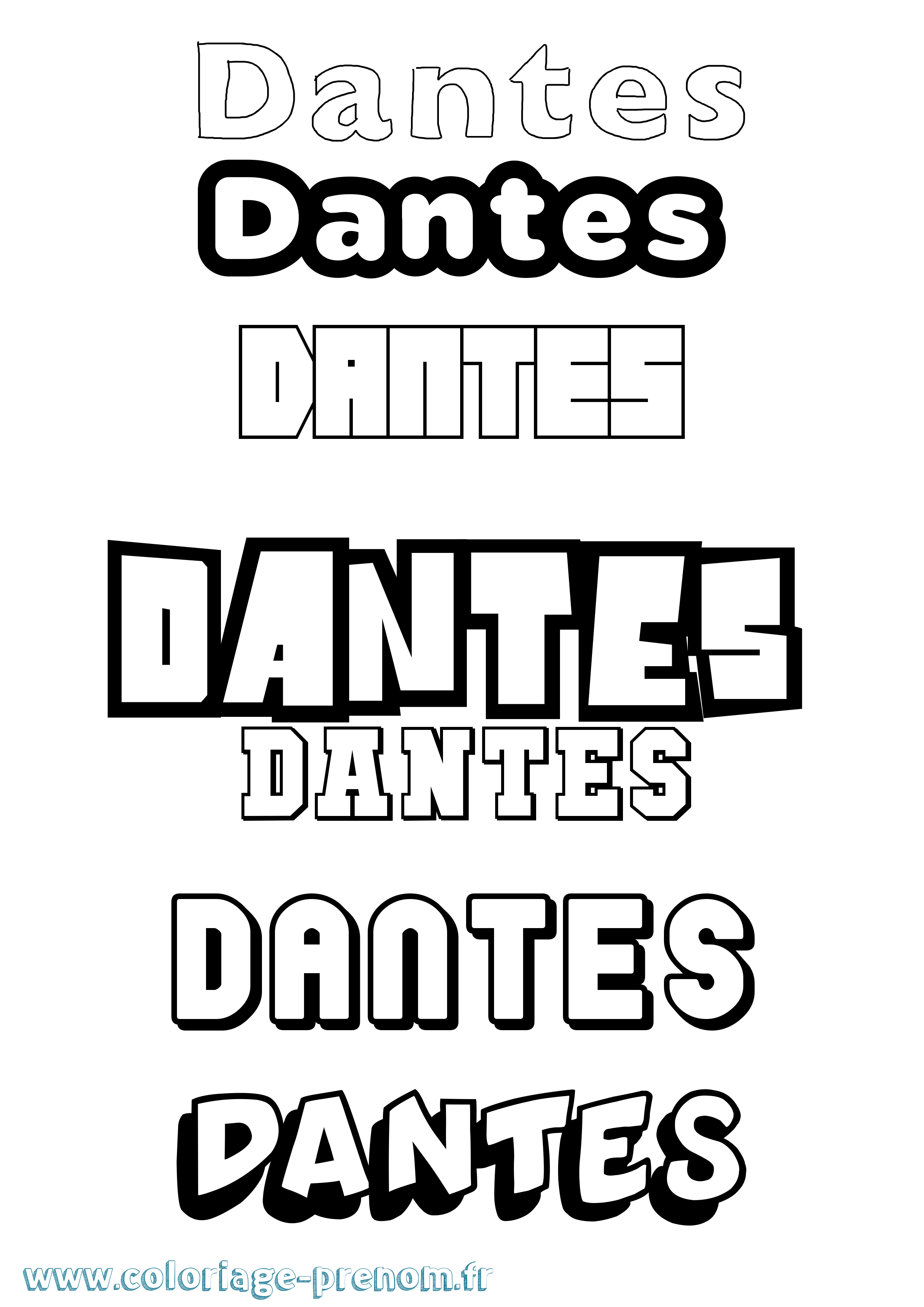 Coloriage Dantes Simple Coloriage prénom Dantes Simple