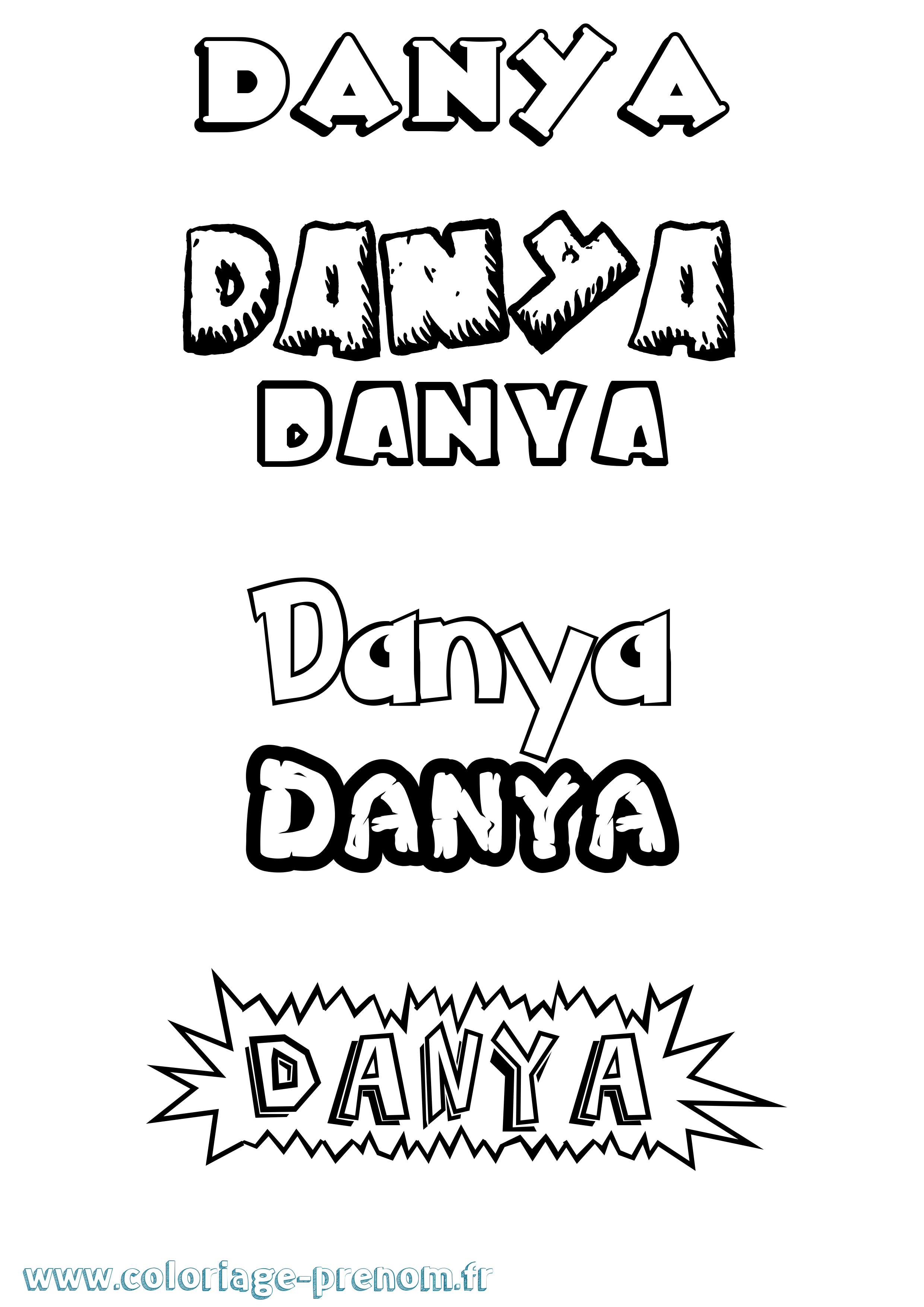 Coloriage prénom Danya Dessin Animé