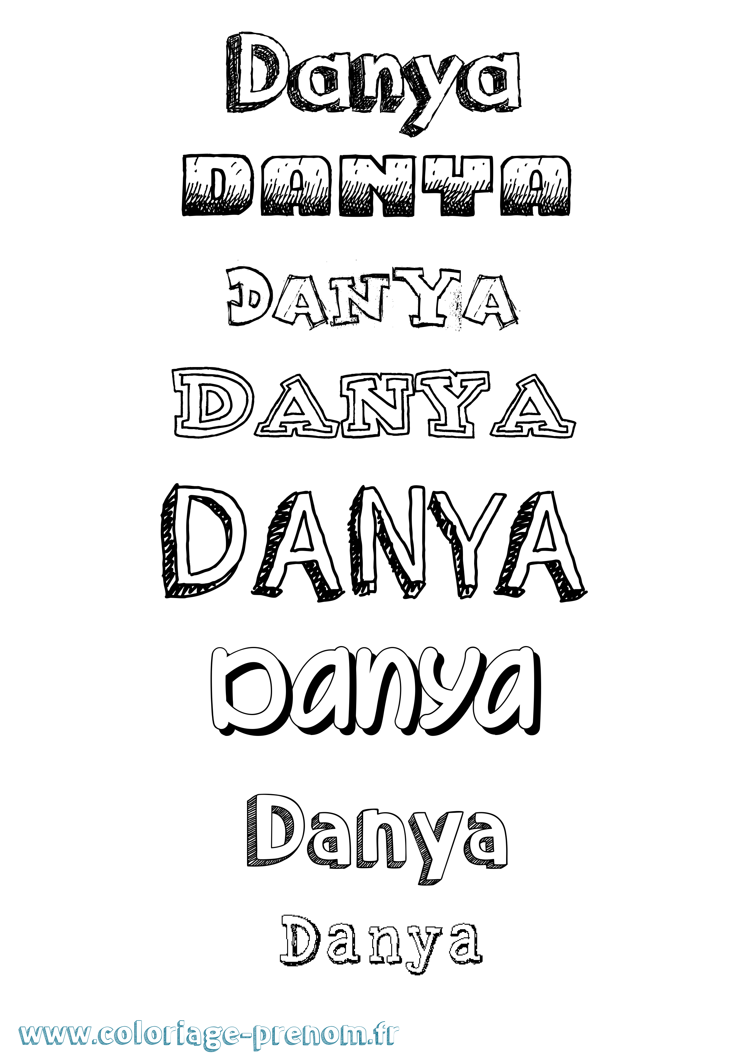 Coloriage prénom Danya Dessiné