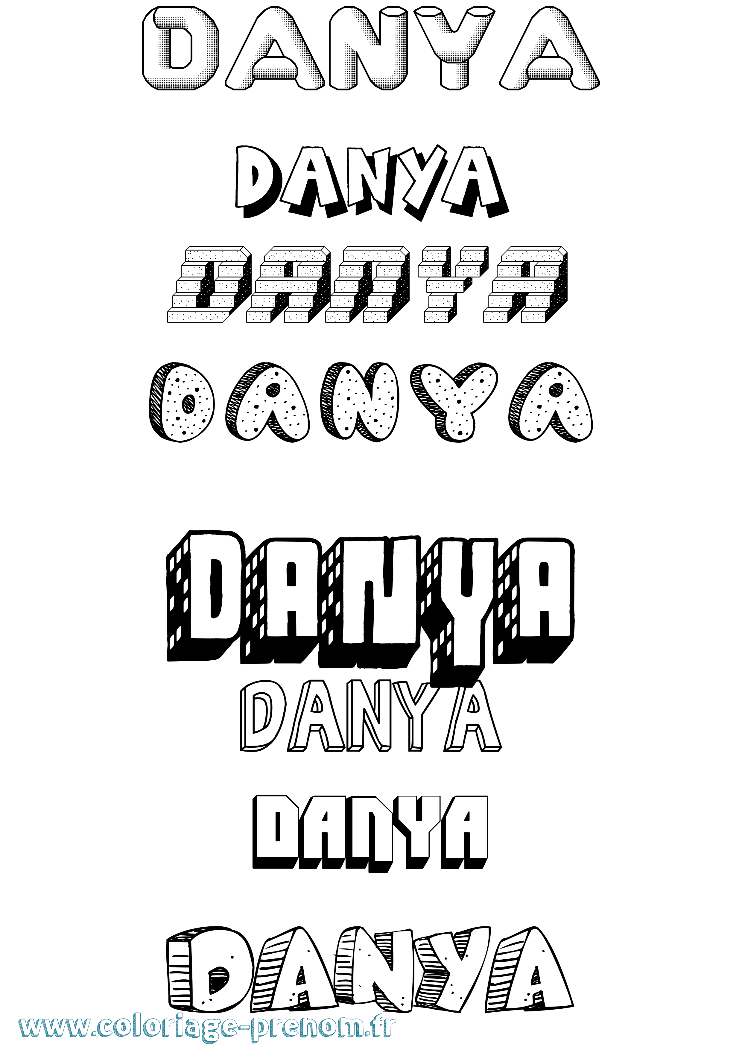 Coloriage prénom Danya Effet 3D