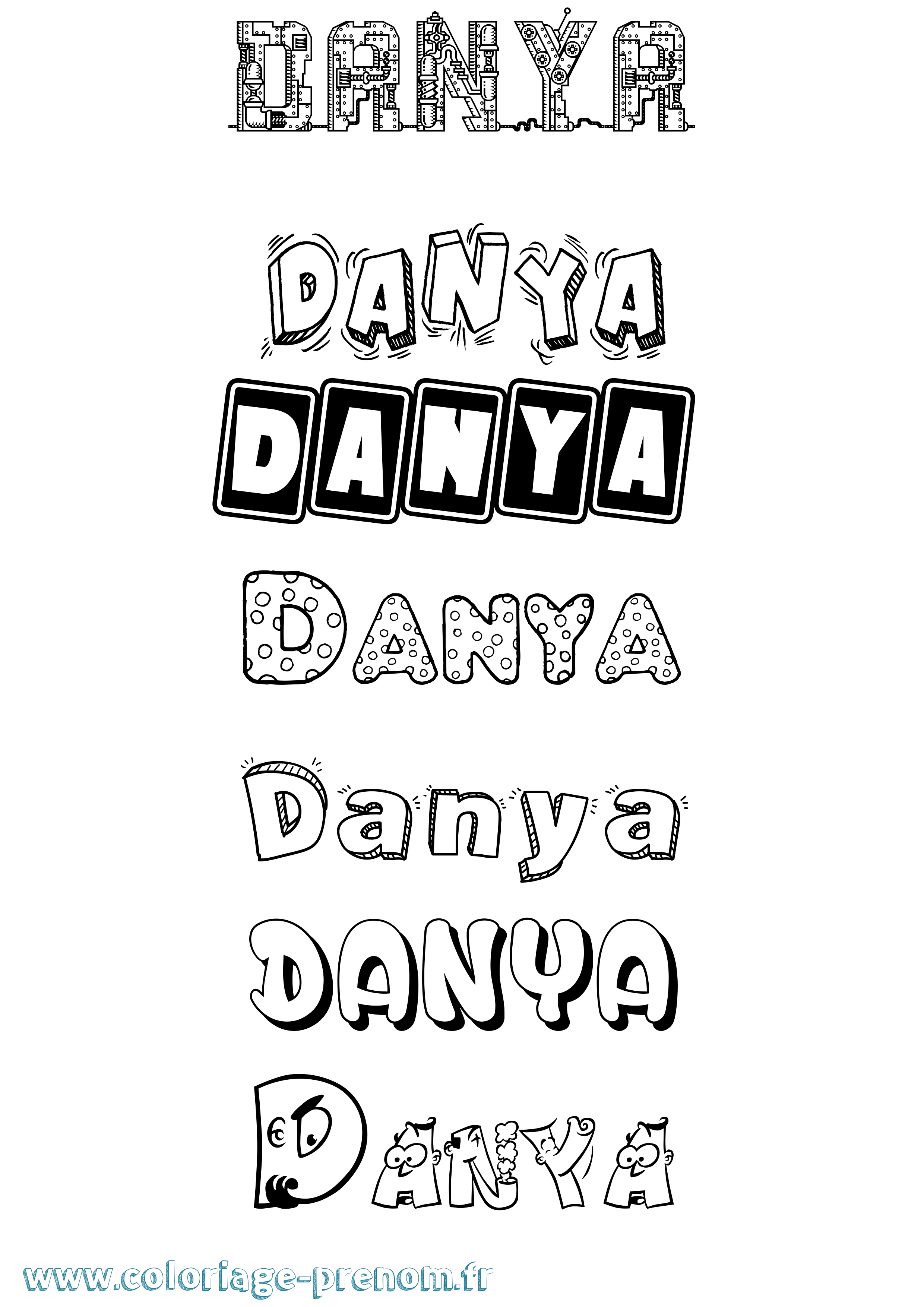 Coloriage prénom Danya Fun