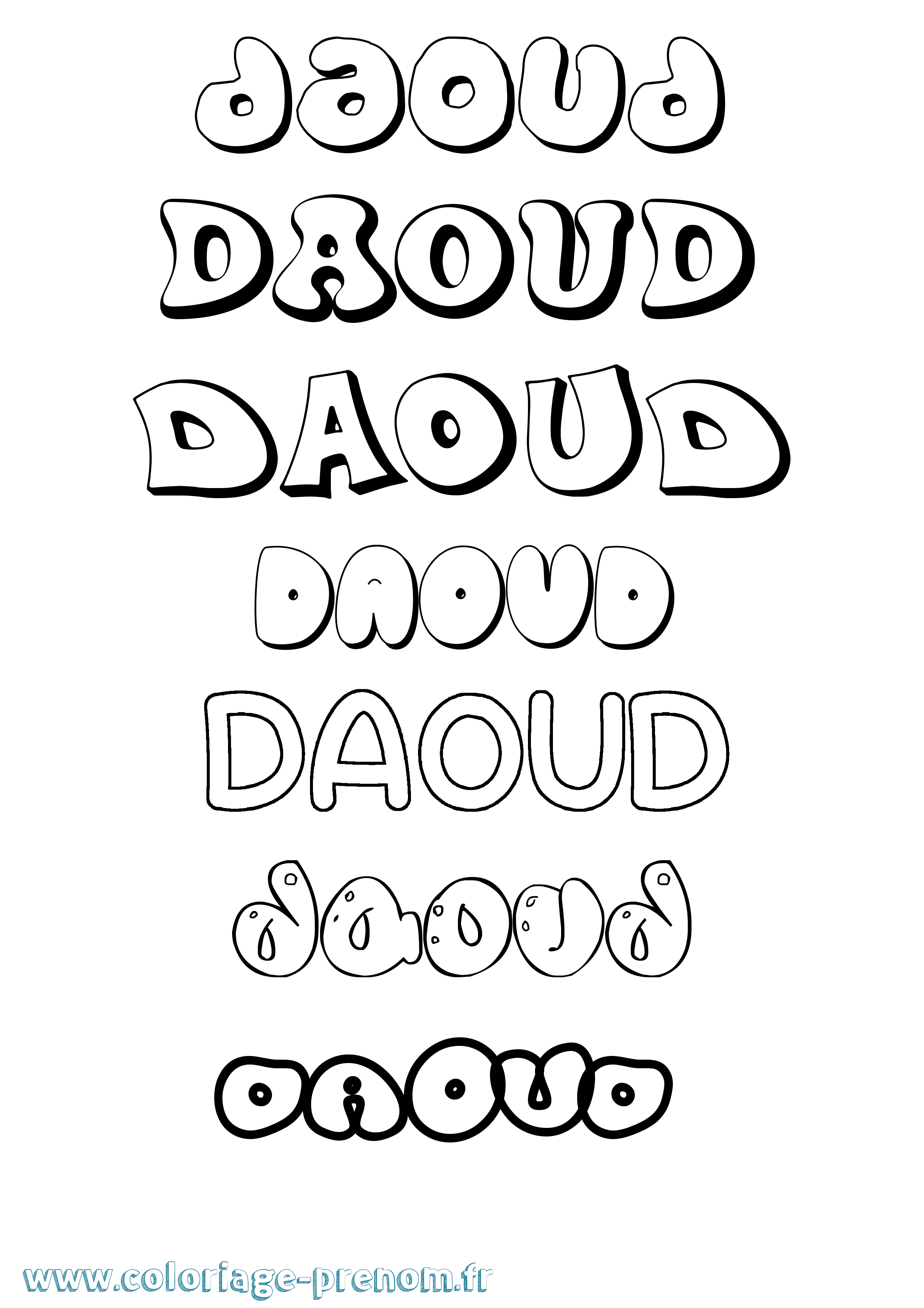 Coloriage prénom Daoud Bubble