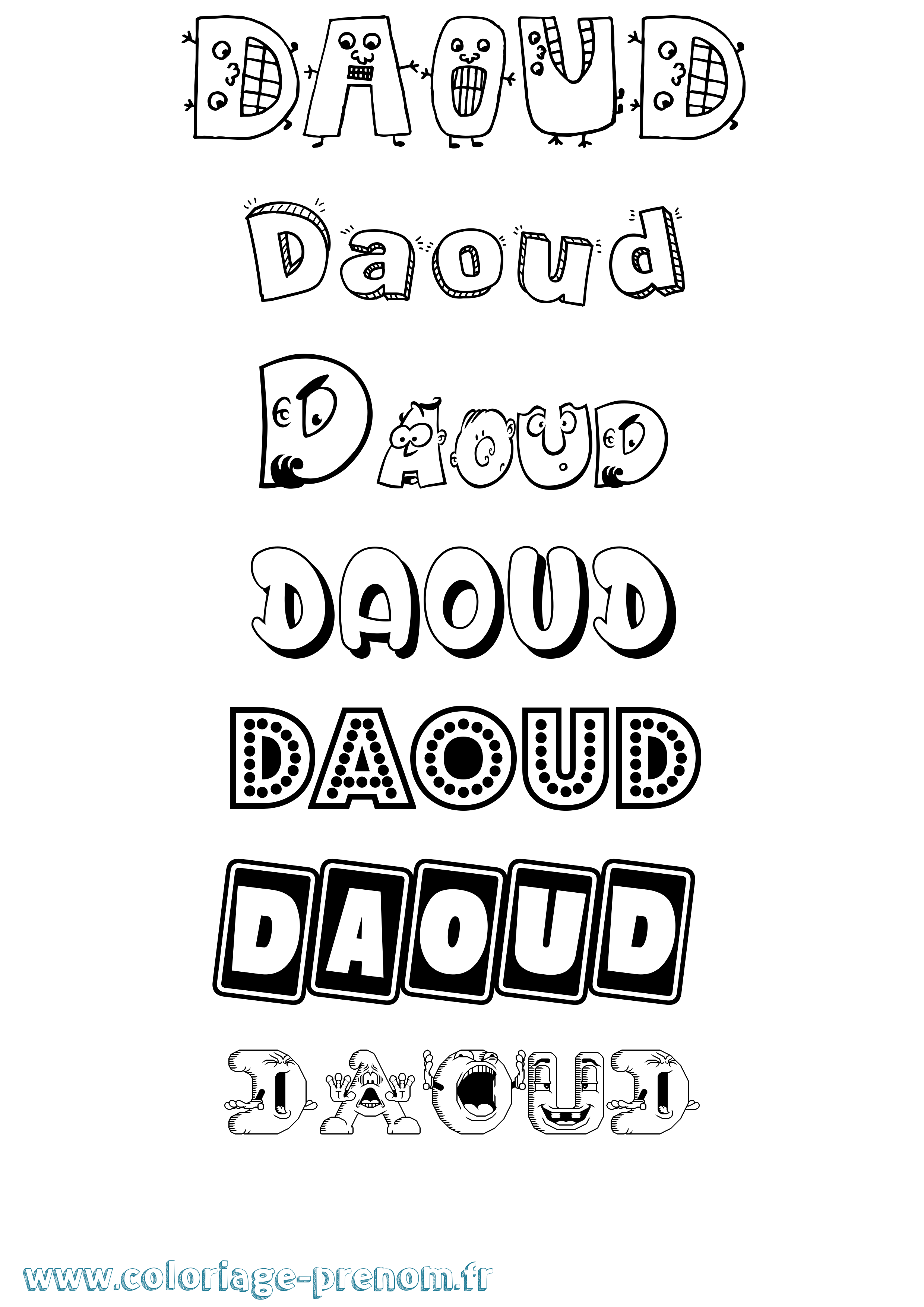 Coloriage prénom Daoud Fun
