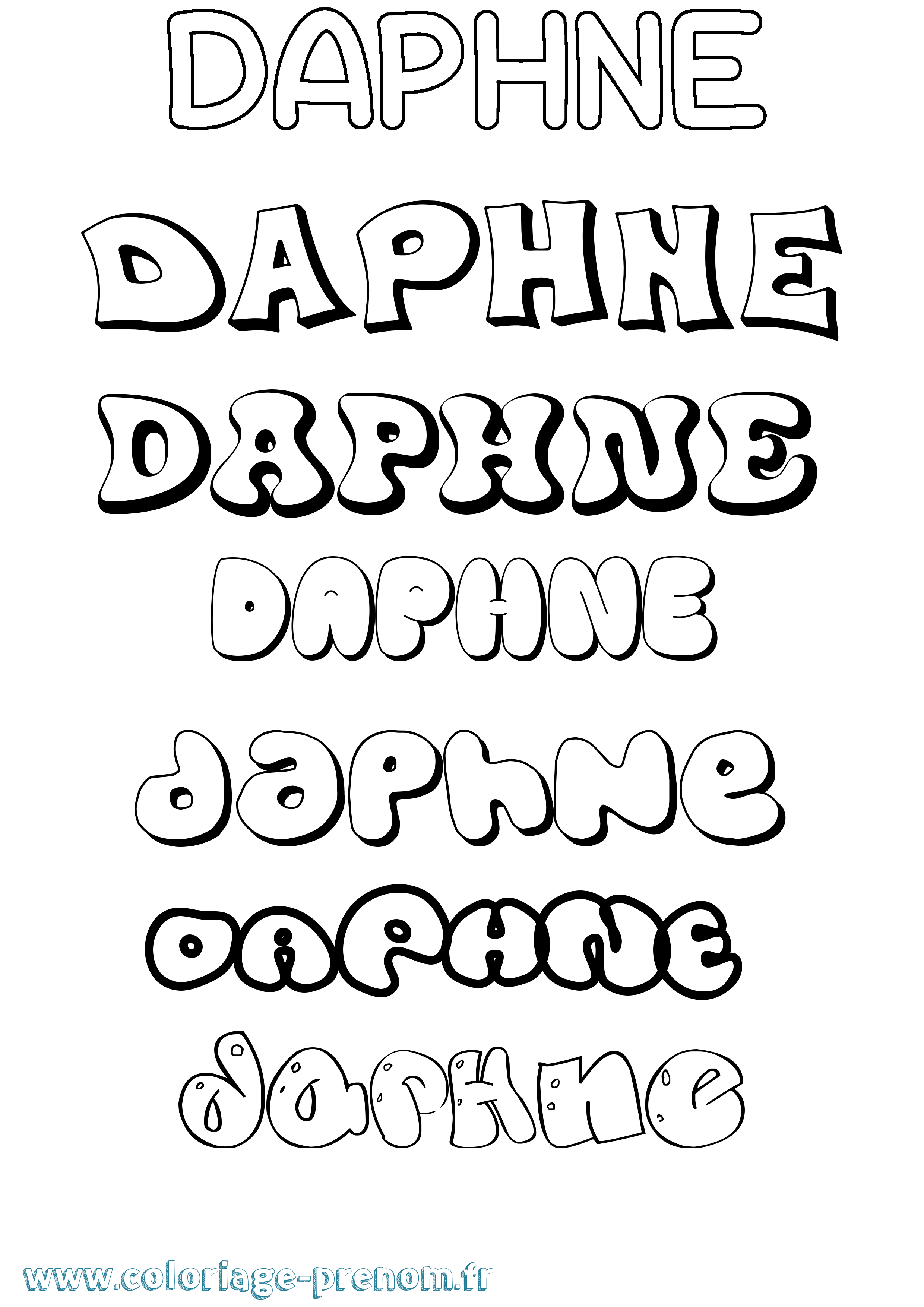 Coloriage prénom Daphne Bubble